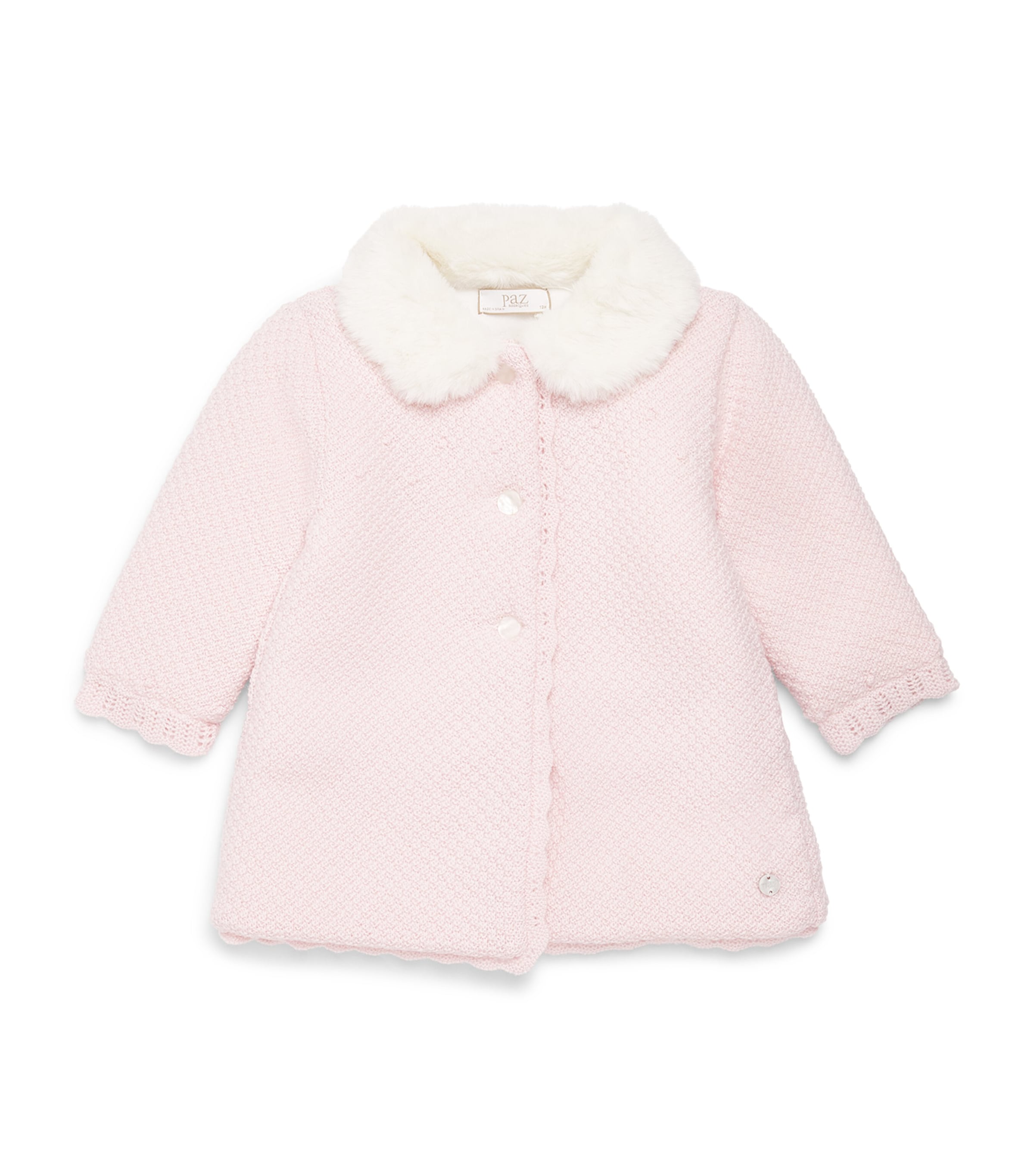 Paz Rodriguez Wool Knitted Coat (1-36 Months) Light Pink