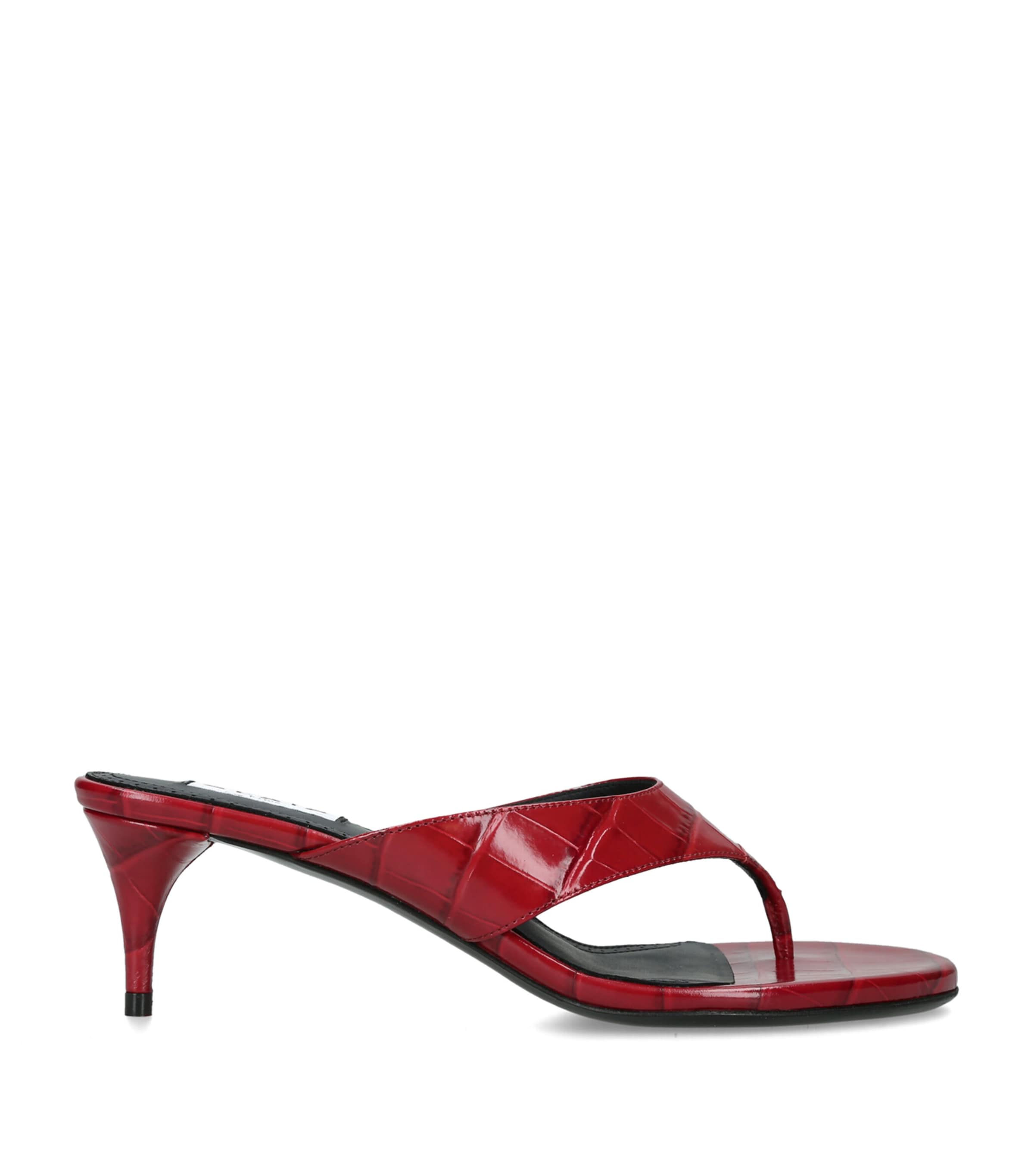 Alaïa Croc-Embossed Leather Infra Thong Mules 55 Red