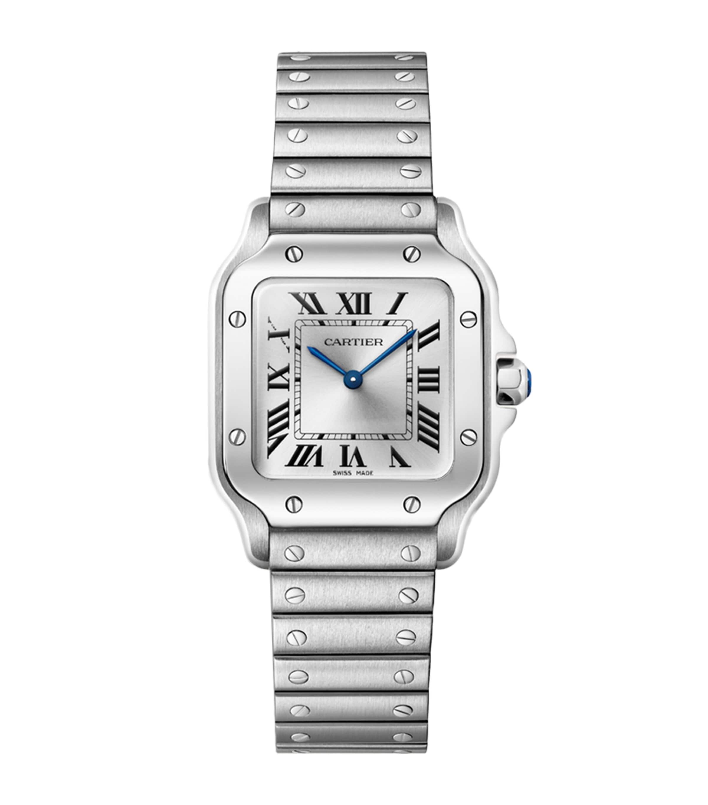 Cartier Small Steel Santos de Cartier Watch 34.5mm Dark Blue