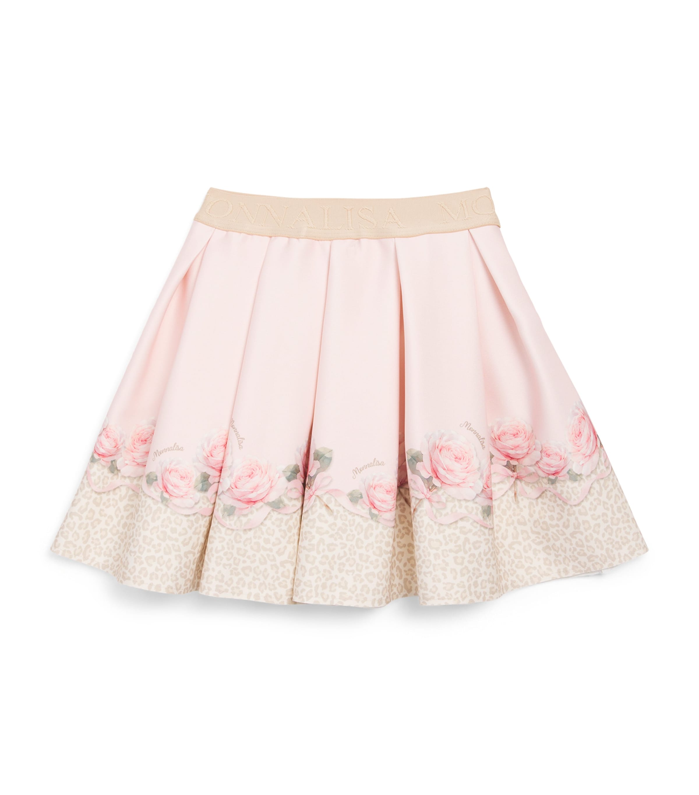 Monnalisa Floral and Leopard Print Pleated Skirt (12 Months-6 Years) Maculato