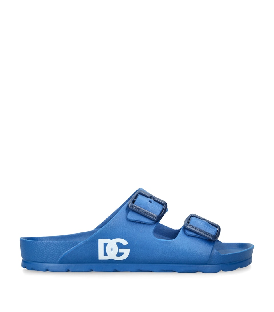 Dolce&Gabbana Kids Logo Buckle Sandals Blue