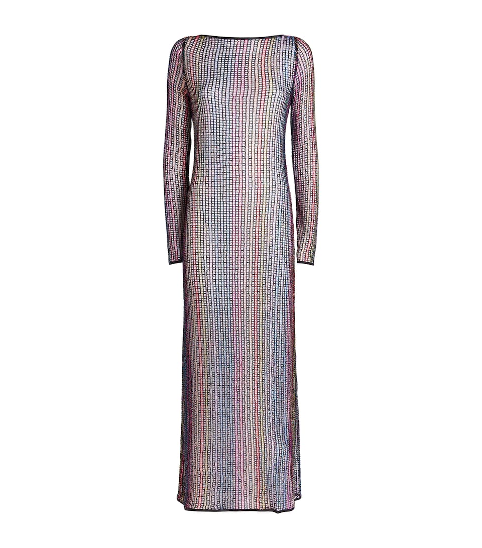 Sequin-Embellished Sheer Maxi Dress