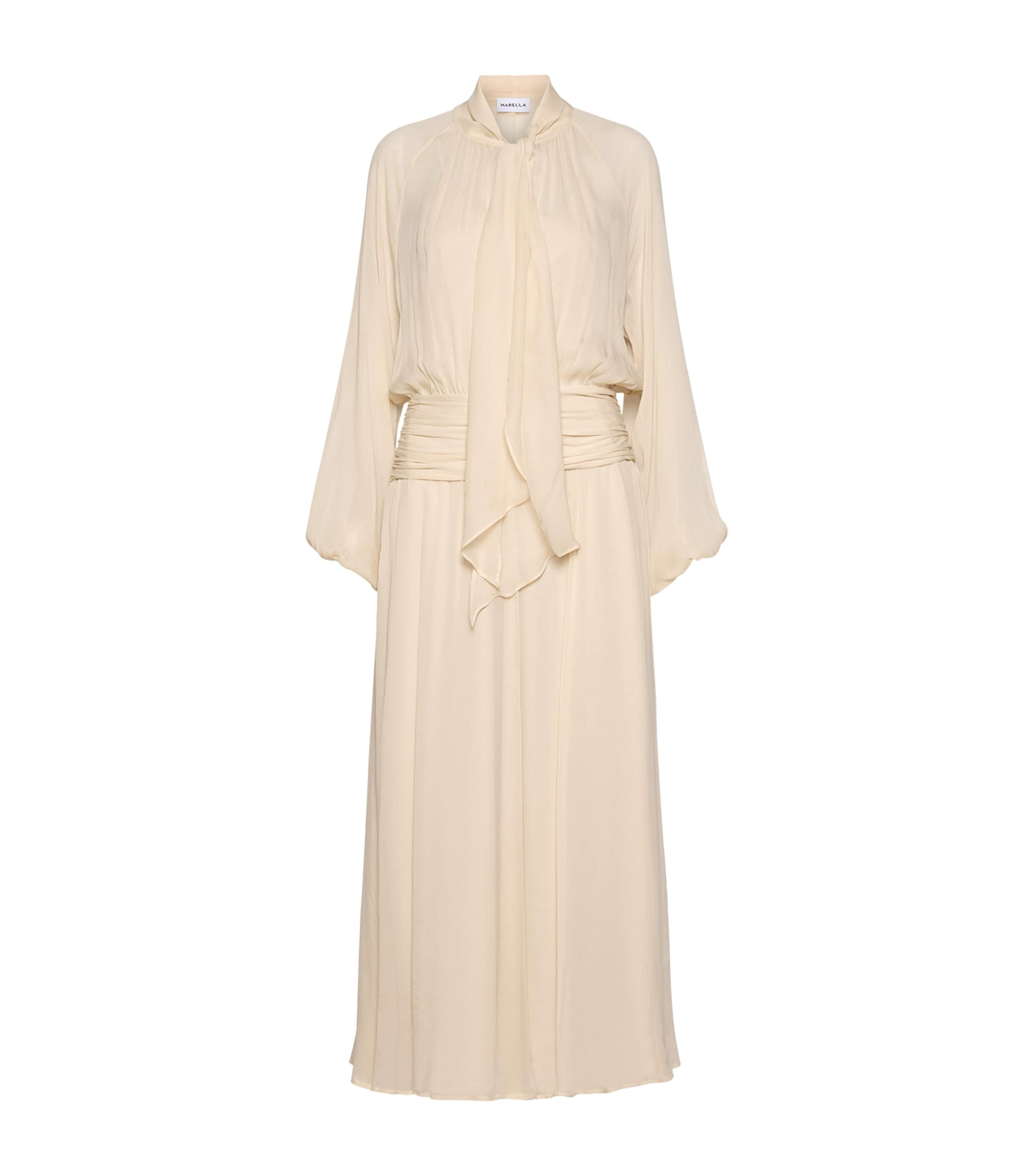 Marella Womens Tie-Detail Maxi Dress Sand