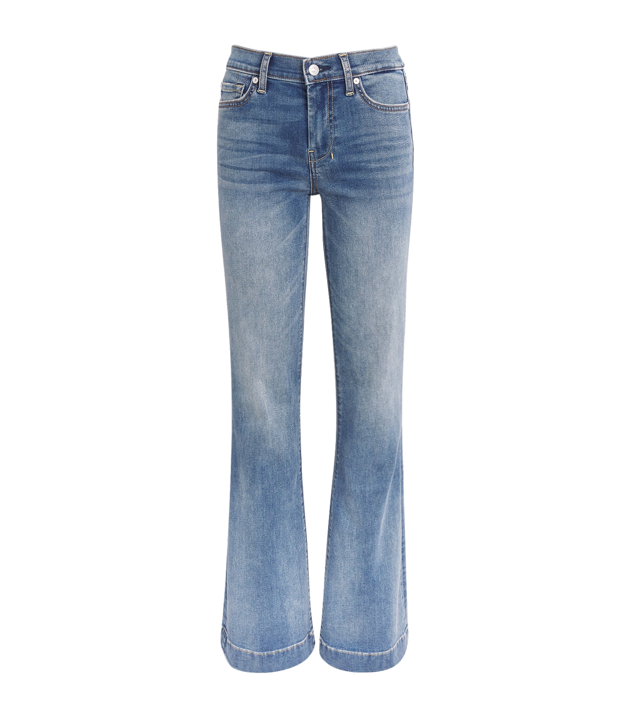 7 For All Mankind Womens Dojo Slim Illusion Flared Jeans Distress Authn