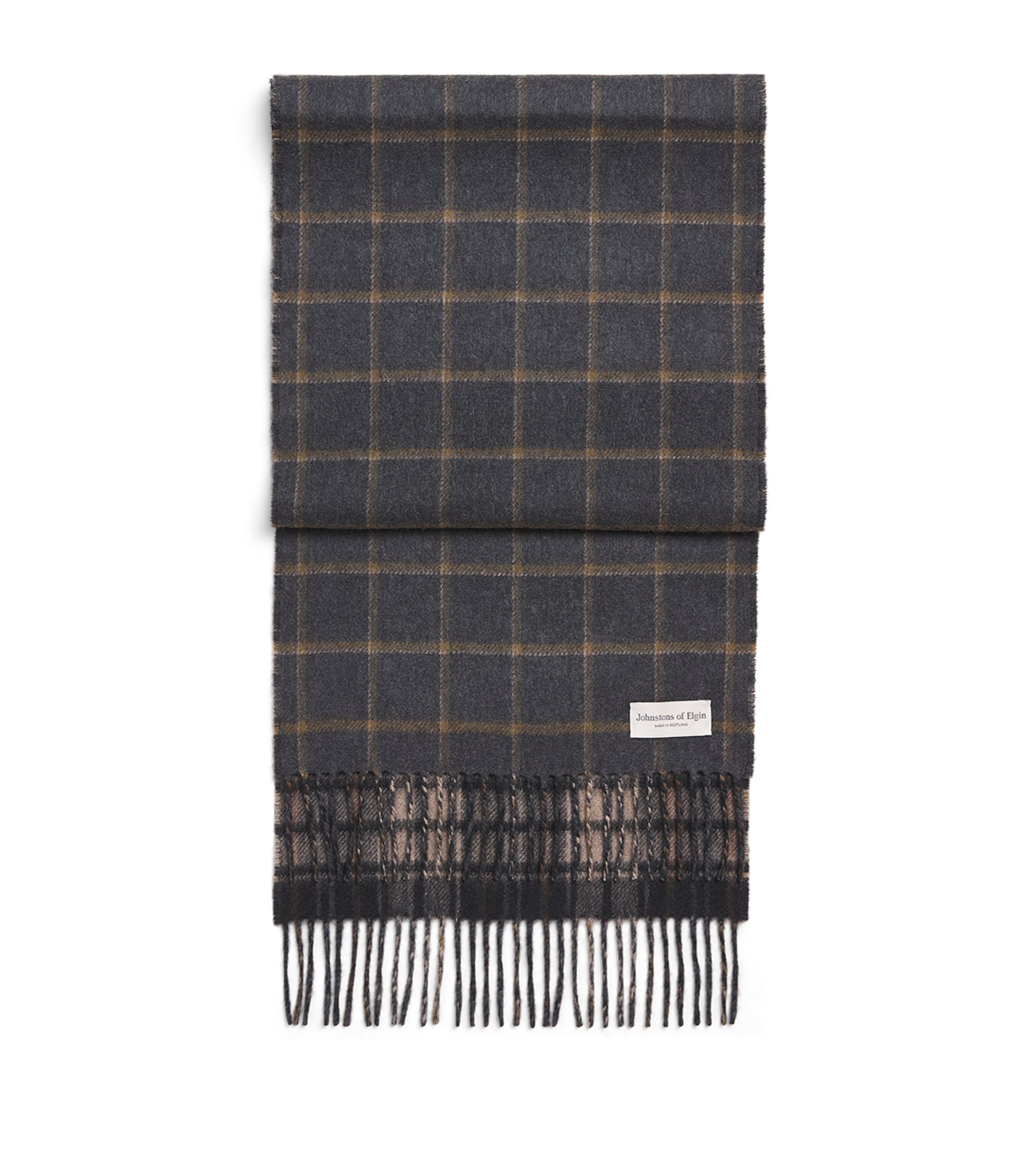 Johnstons Of Elgin Cashmere Double-Face Scarf Charcoa/otter