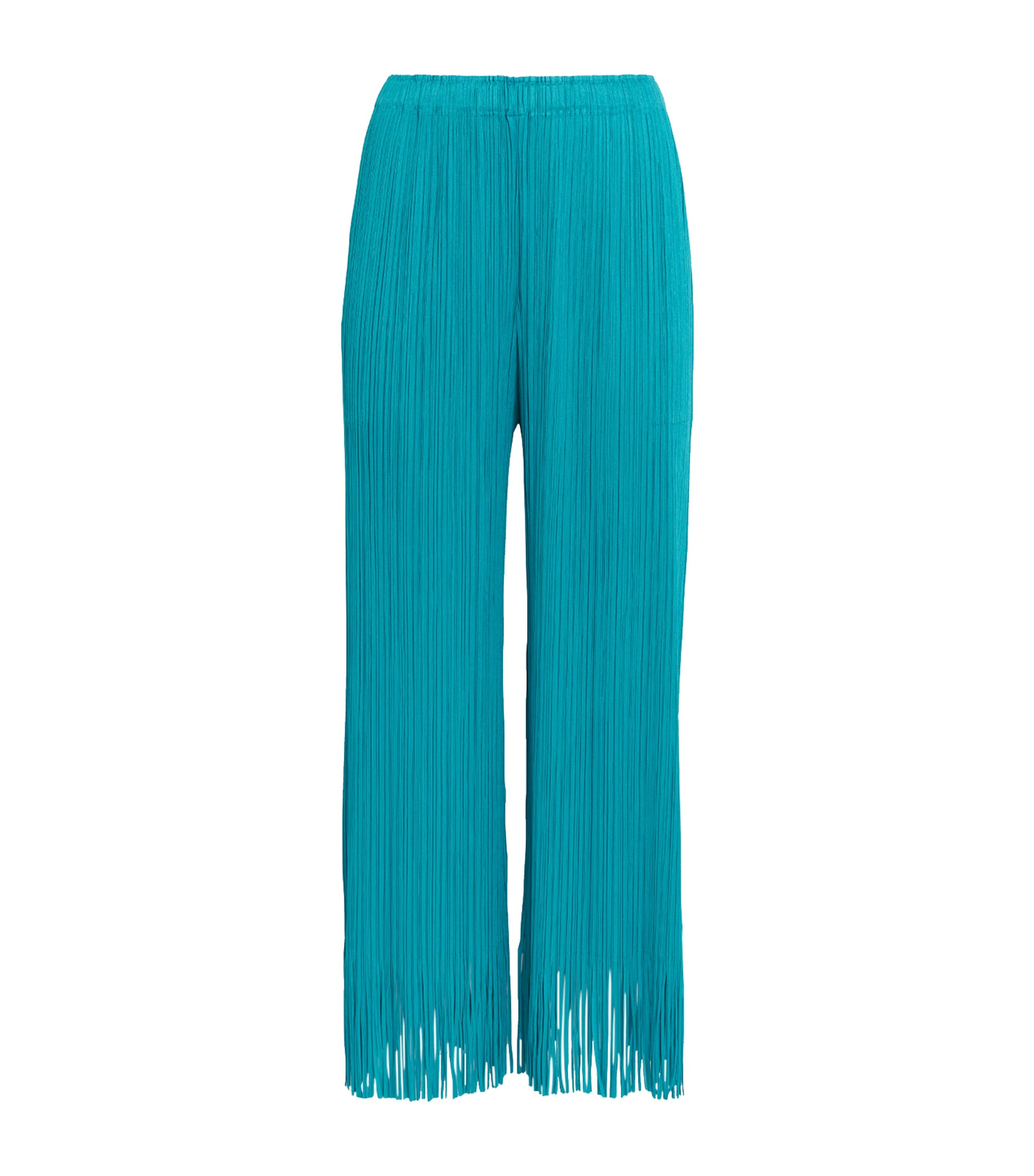 Pleats Please Issey Miyake Womens Wave Wide-Leg Trousers Turquoise Blue
