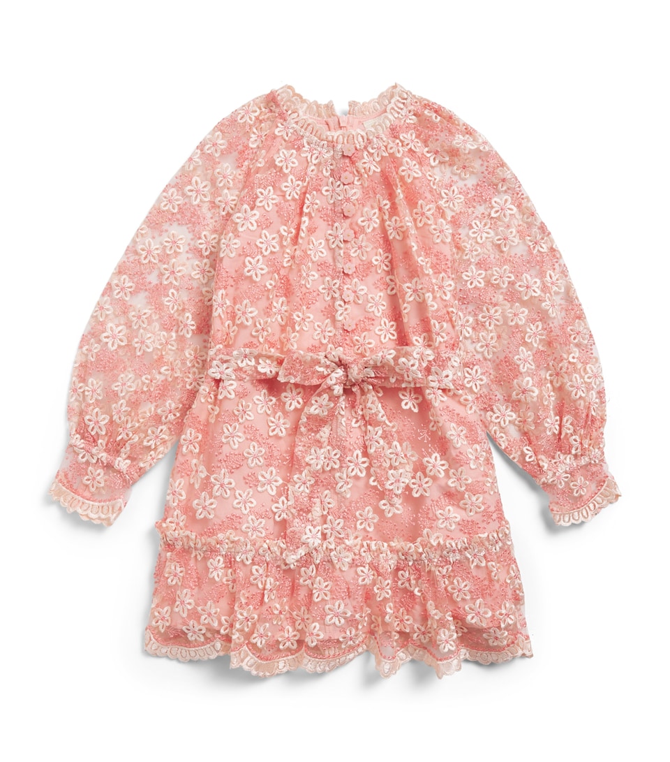 MARLO Cotton Floral Embroidery Julia Dress (3-14 Years) Peach