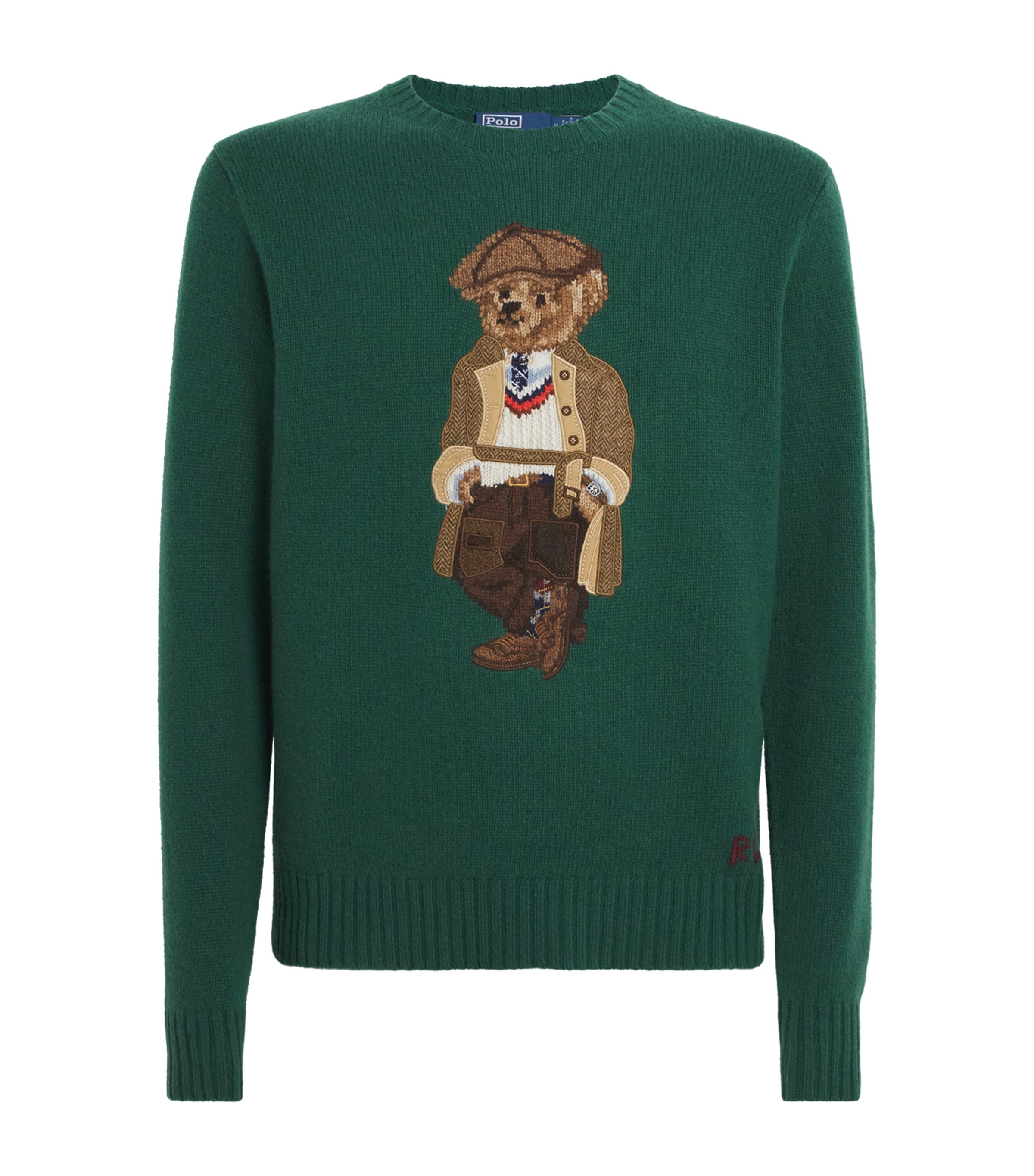 Polo Ralph Lauren Mens Wool-Cashmere Polo Bear Sweater Vntg Chrls Bear
