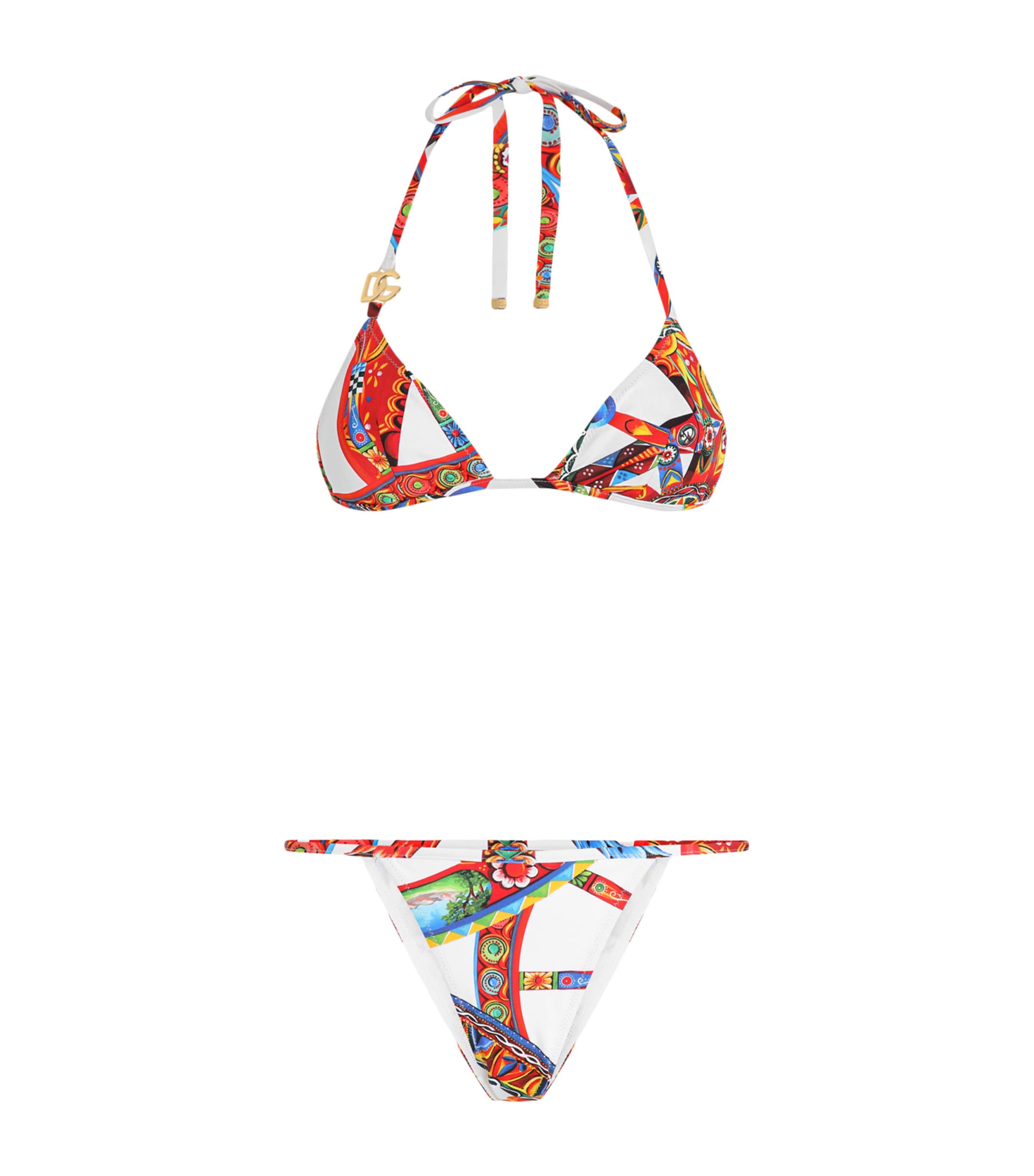 Dolce&Gabbana Womens Printed Triangle Bikini Ruote Carret