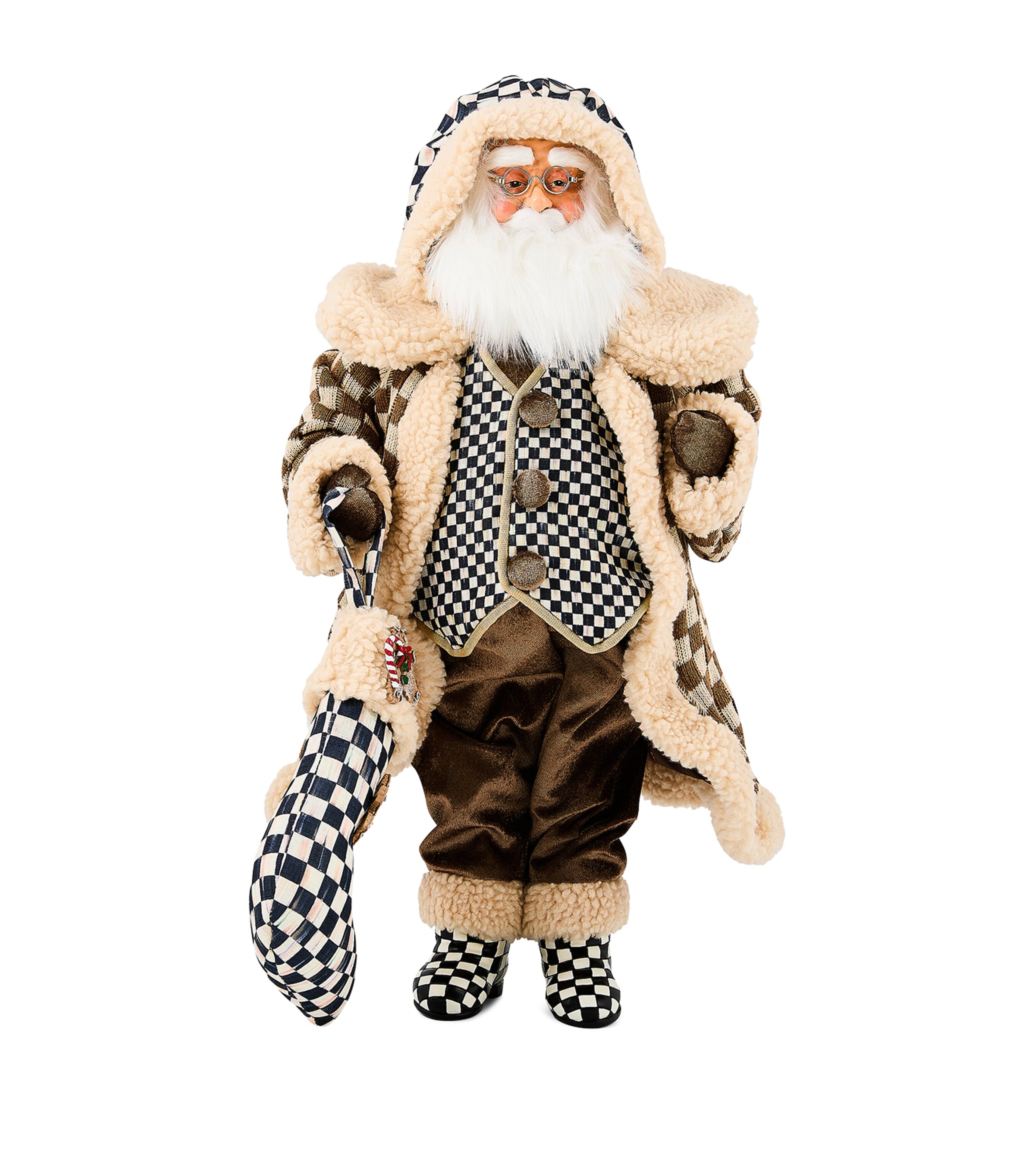 Gingerbread Fabric Santa Ornament