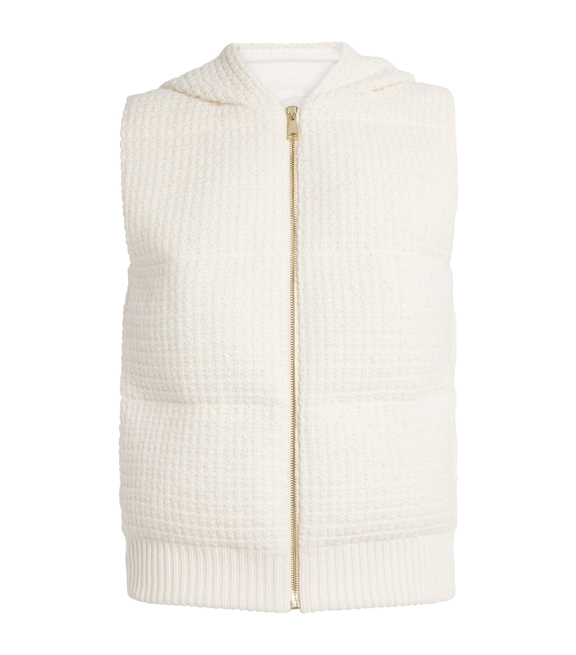 Wool-Silk-Cashmere-Blend Hooded Gilet