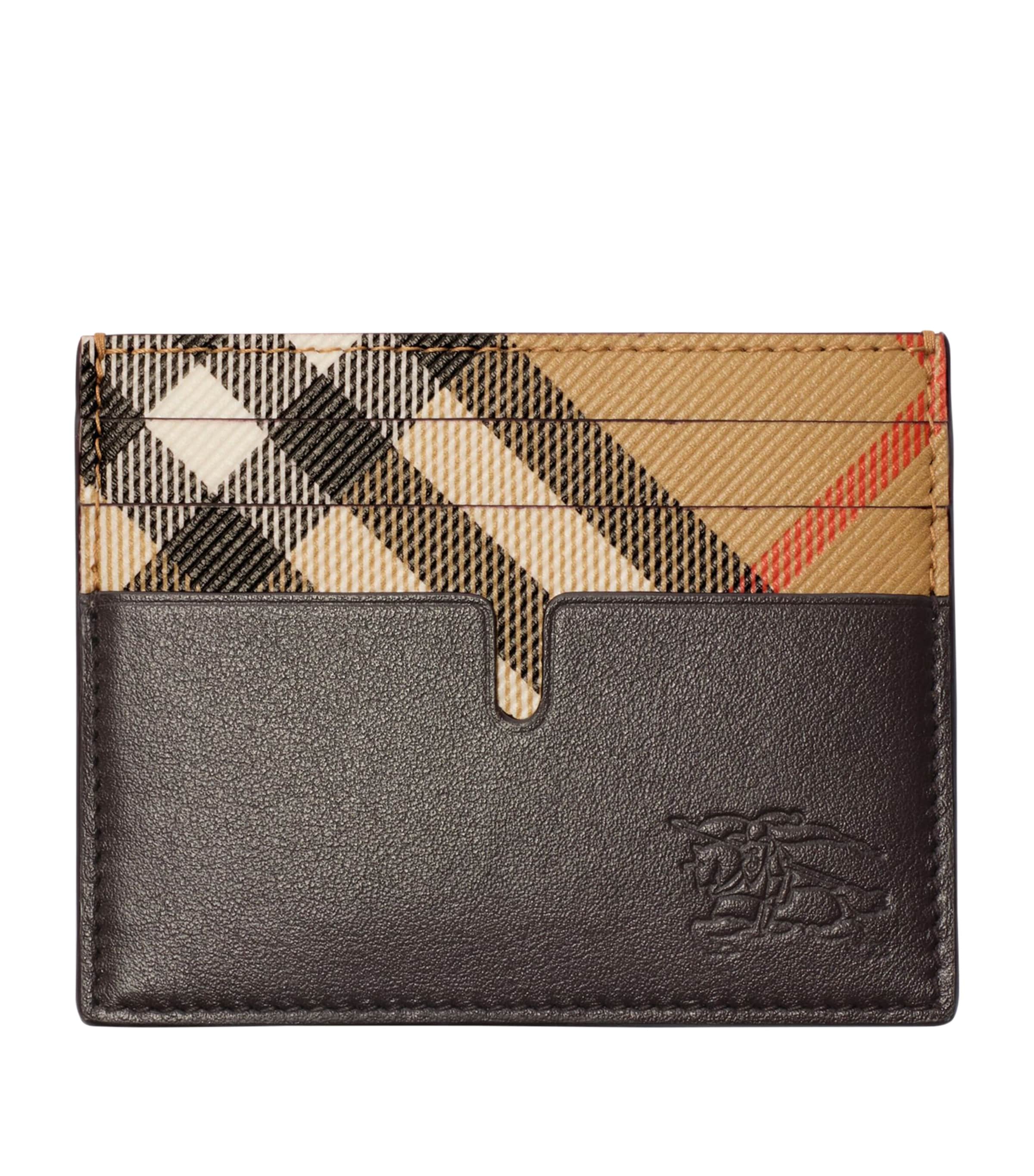 Burberry Leather Tall Pop Check Card Holder​ Sand