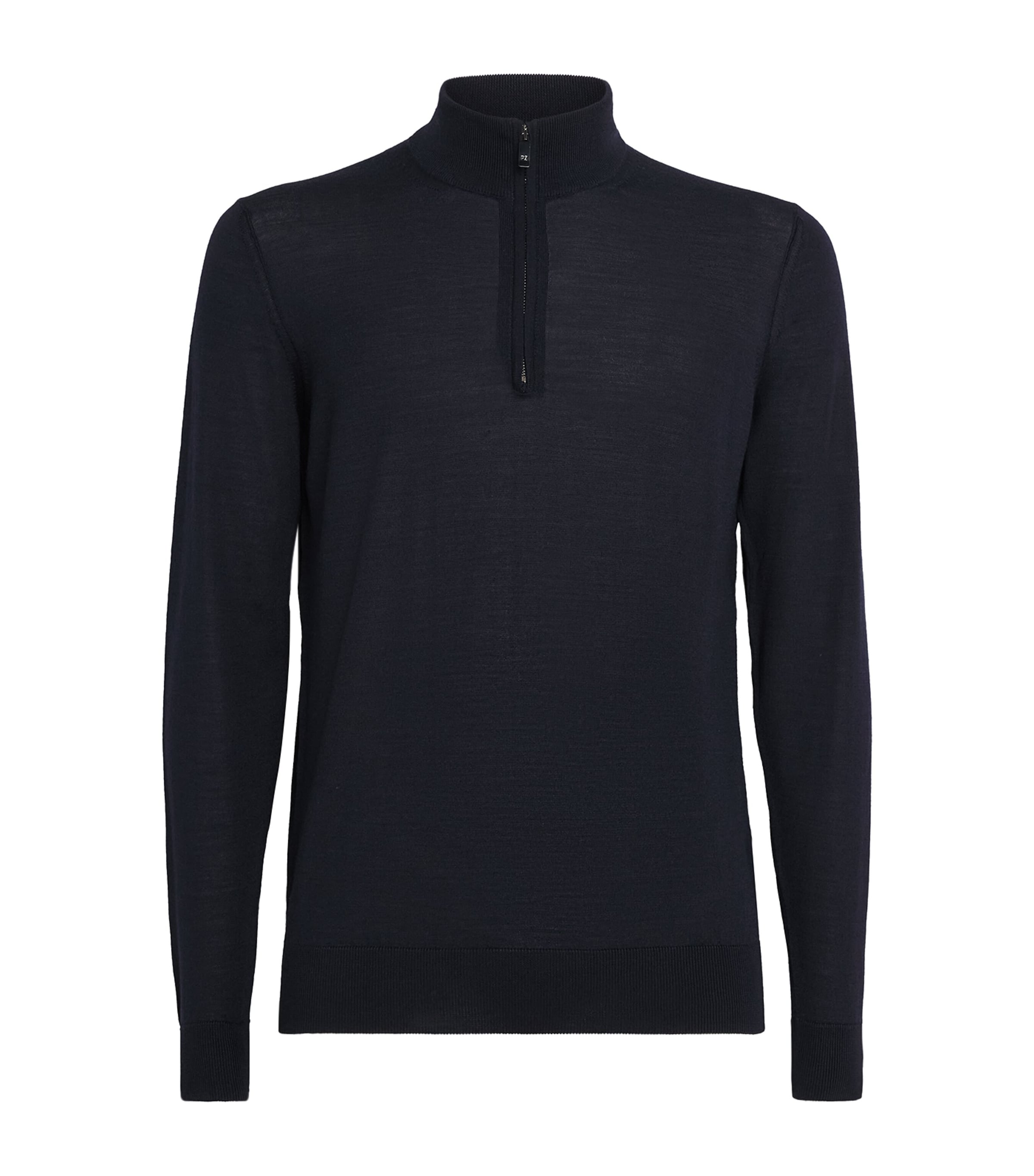 Pal Zileri Mens Wool-Silk Quarter-Zip Sweater Blue