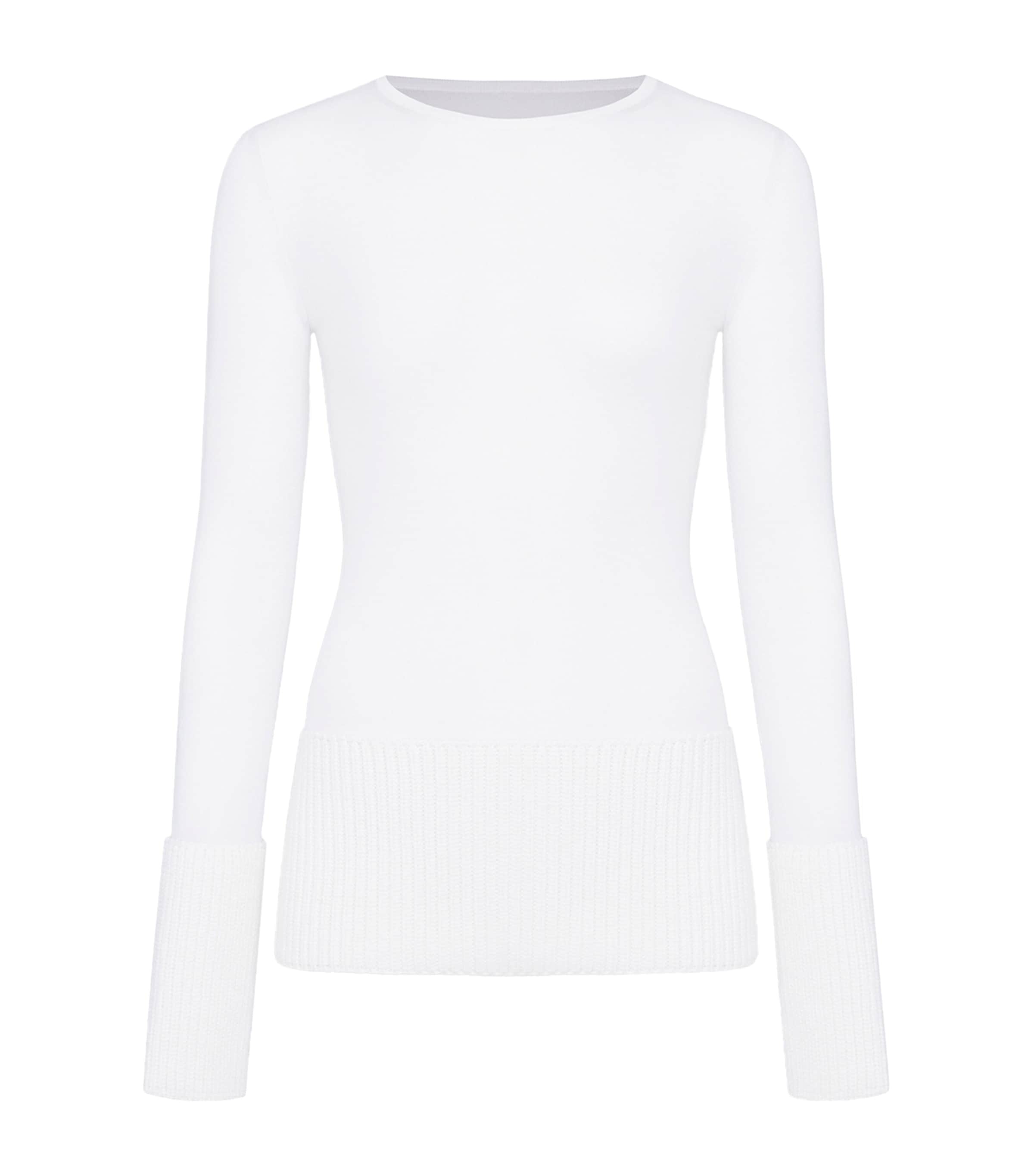 Alaïa Womens Merino Round-Neck Sweater White