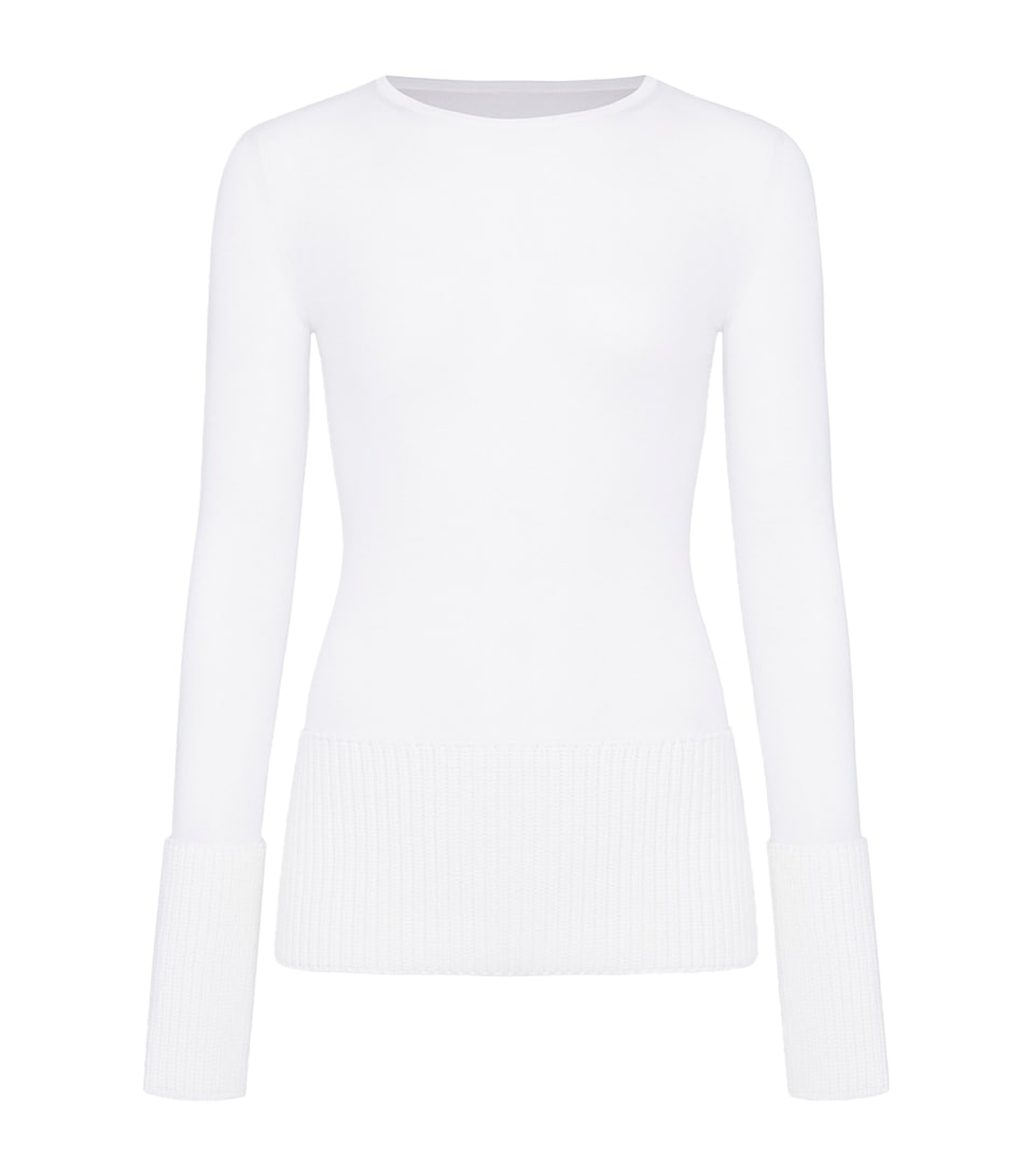 Alaïa Womens Merino Round-Neck Sweater White