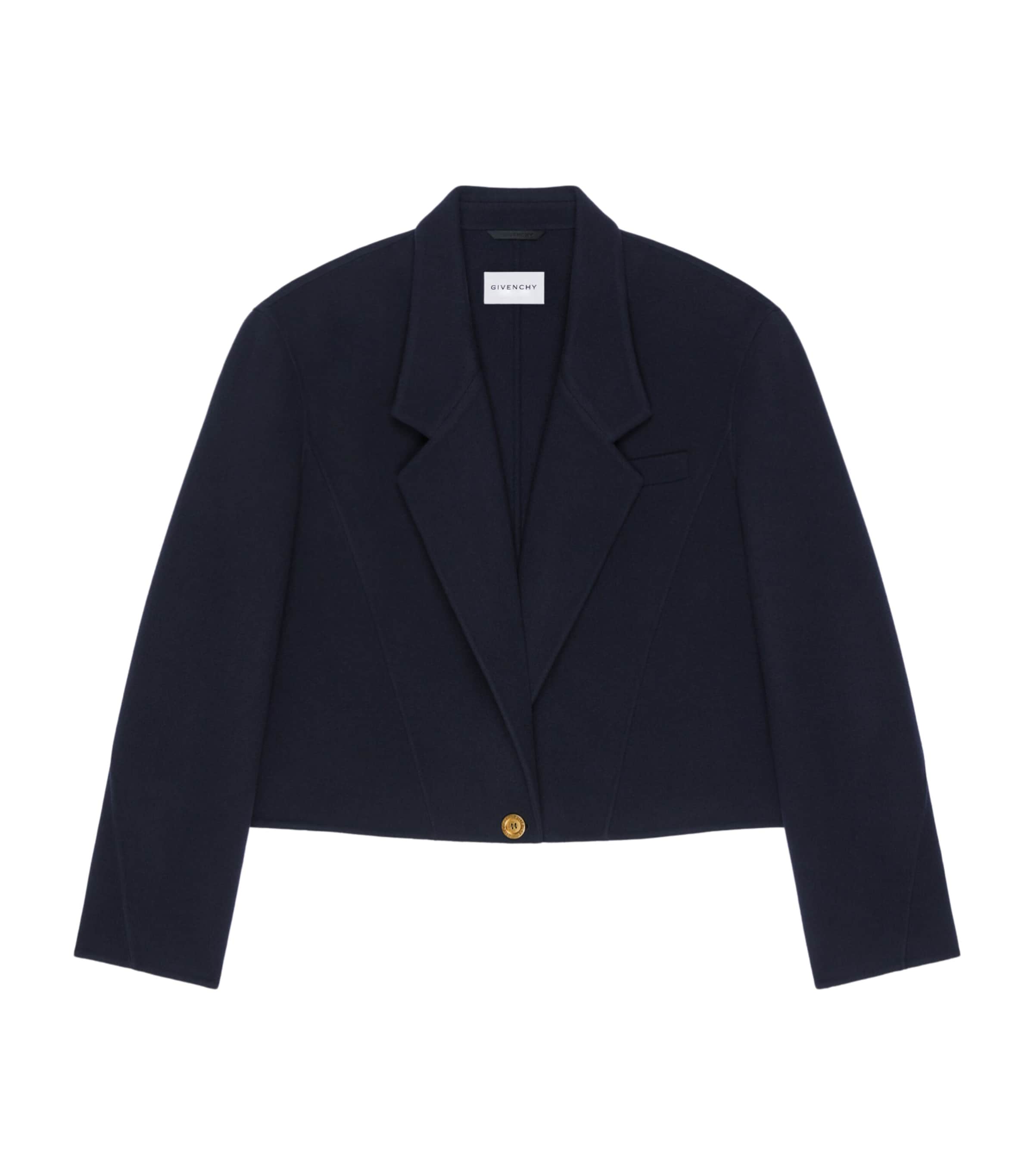 Givenchy Womens Wool-Cashmere Cropped Blazer