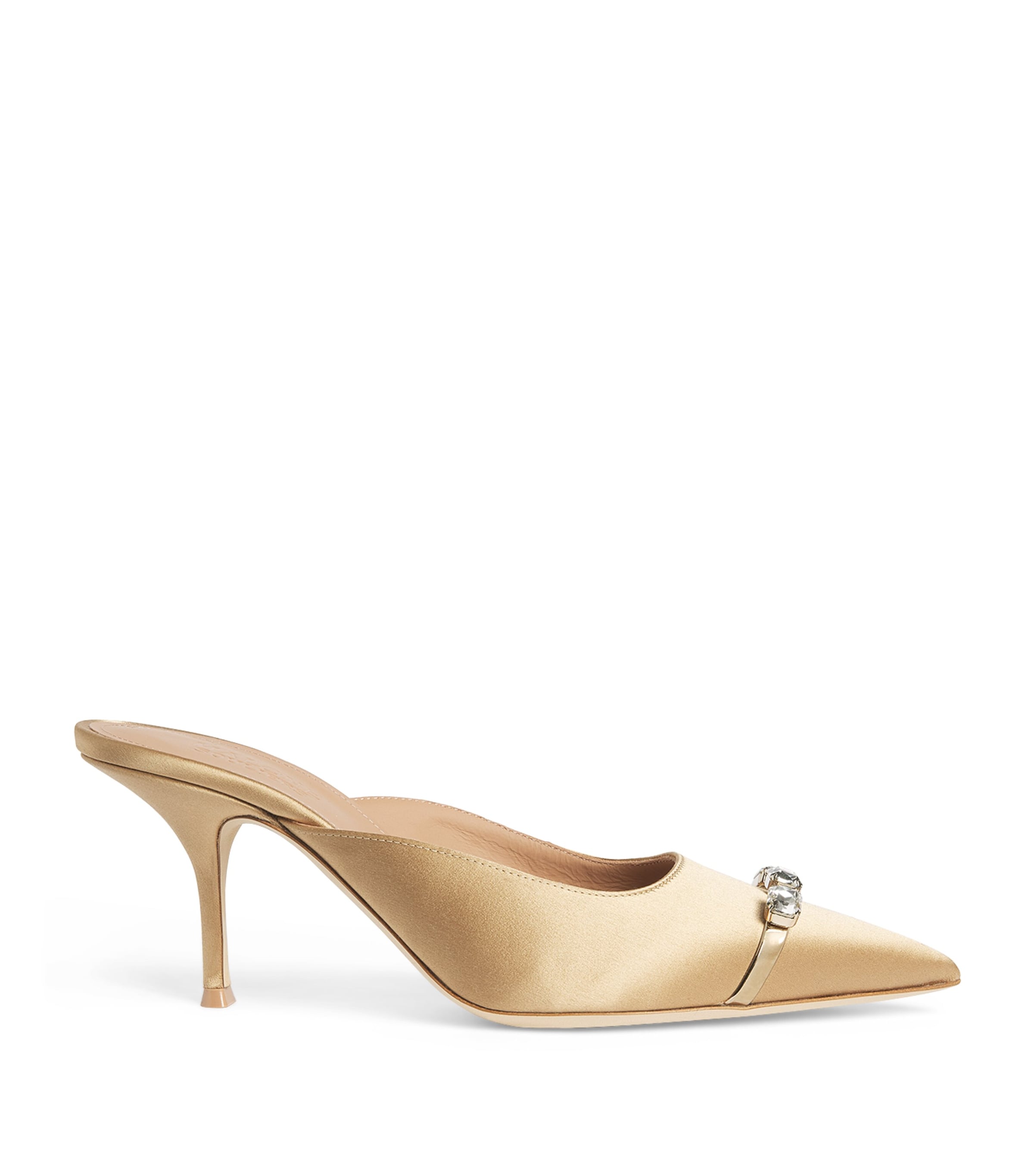 Malone Souliers Satin Crystal-Embellished Halo Heeled Mules 70 Antique Gold