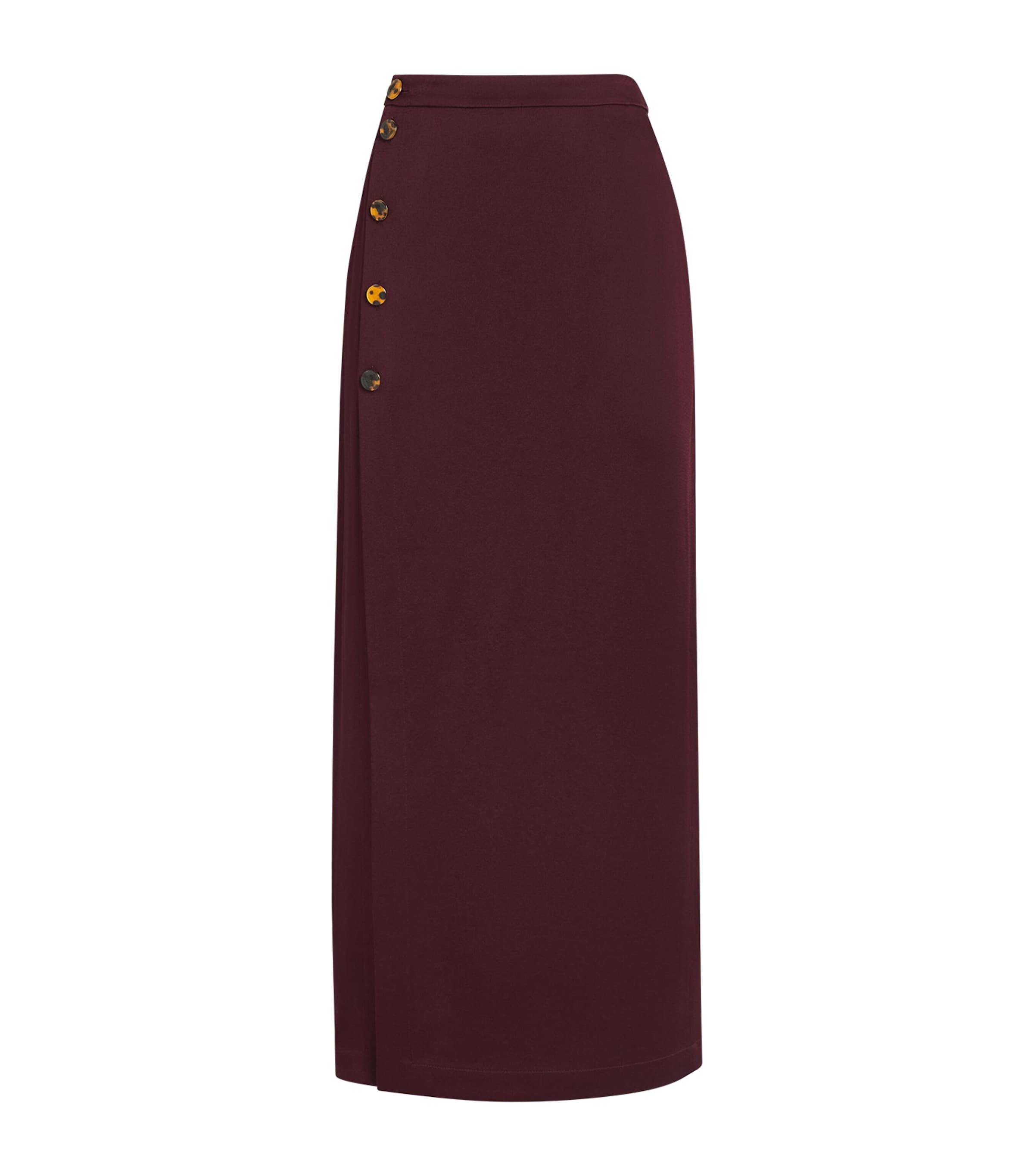 Blazé Milano Womens Crepe Ara Midi Pencil Skirt Wine