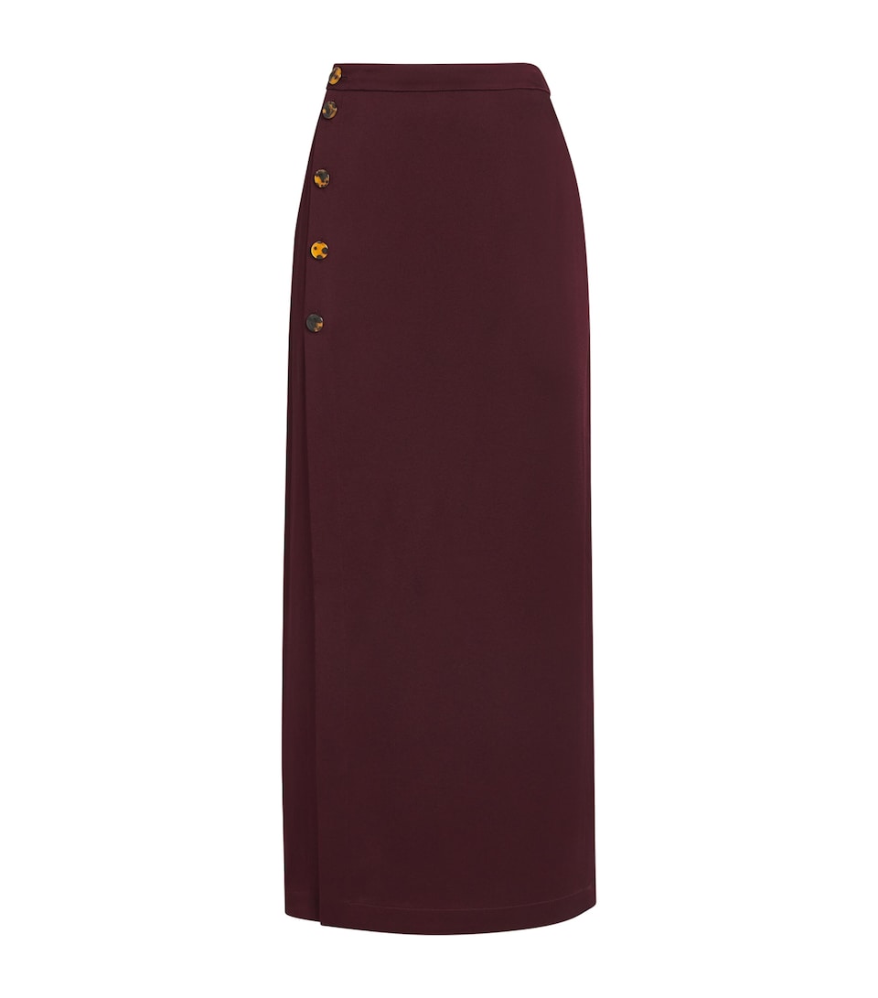 Blazé Milano Womens Crepe Ara Midi Pencil Skirt Wine