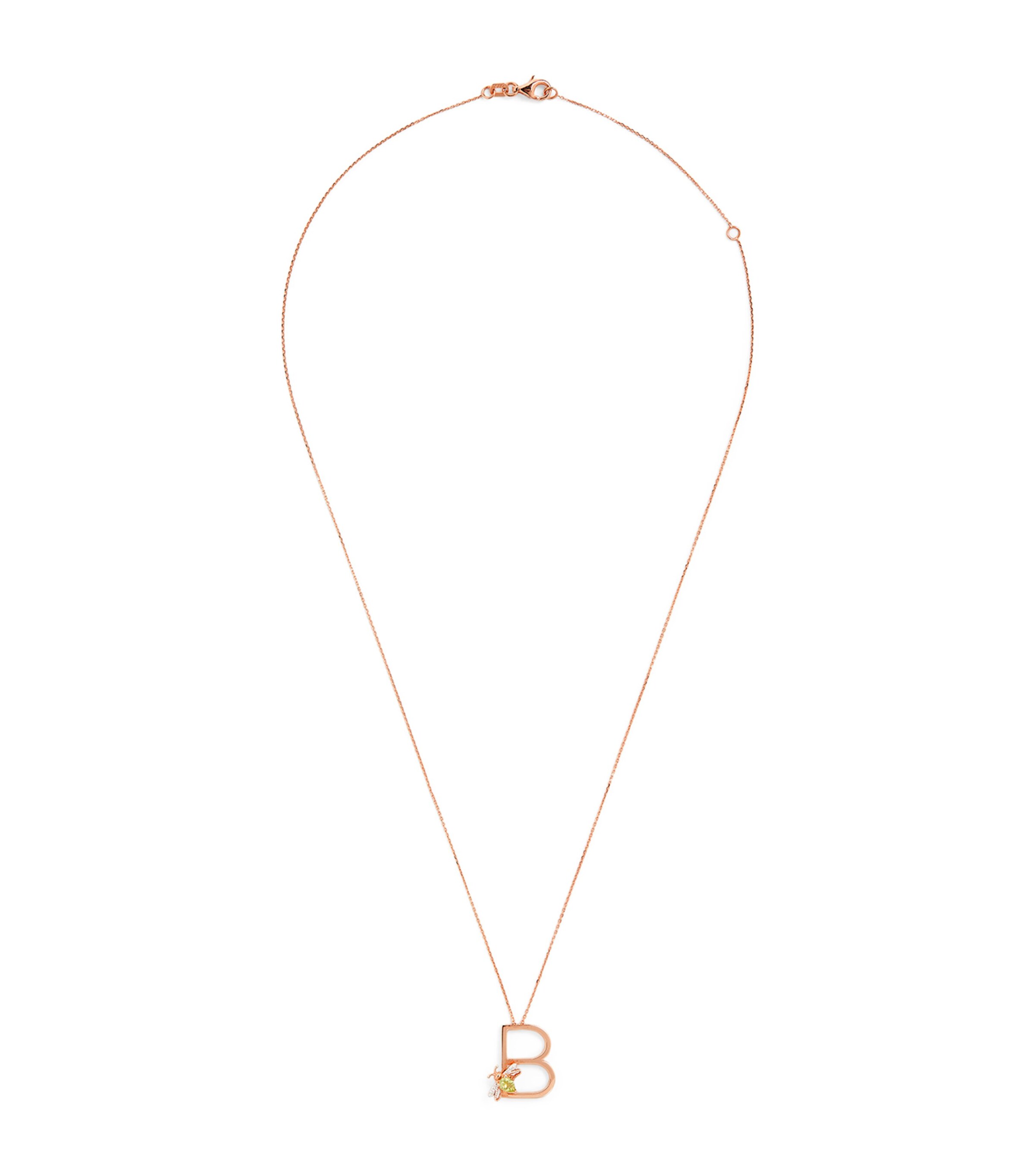 Rose Gold, Diamond and Peridot Letter ‘B’ Necklace