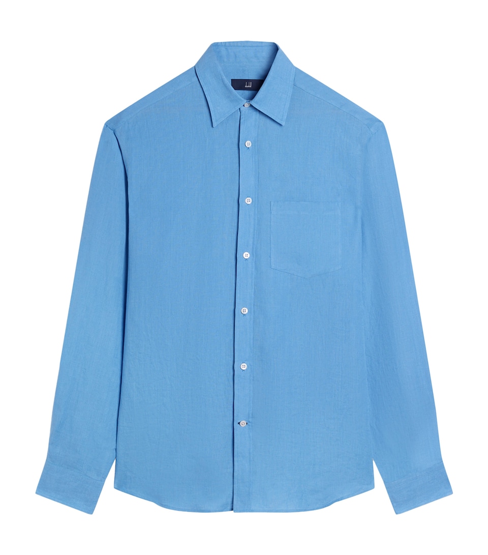 Dunhill Mens Linen Shirt Blue