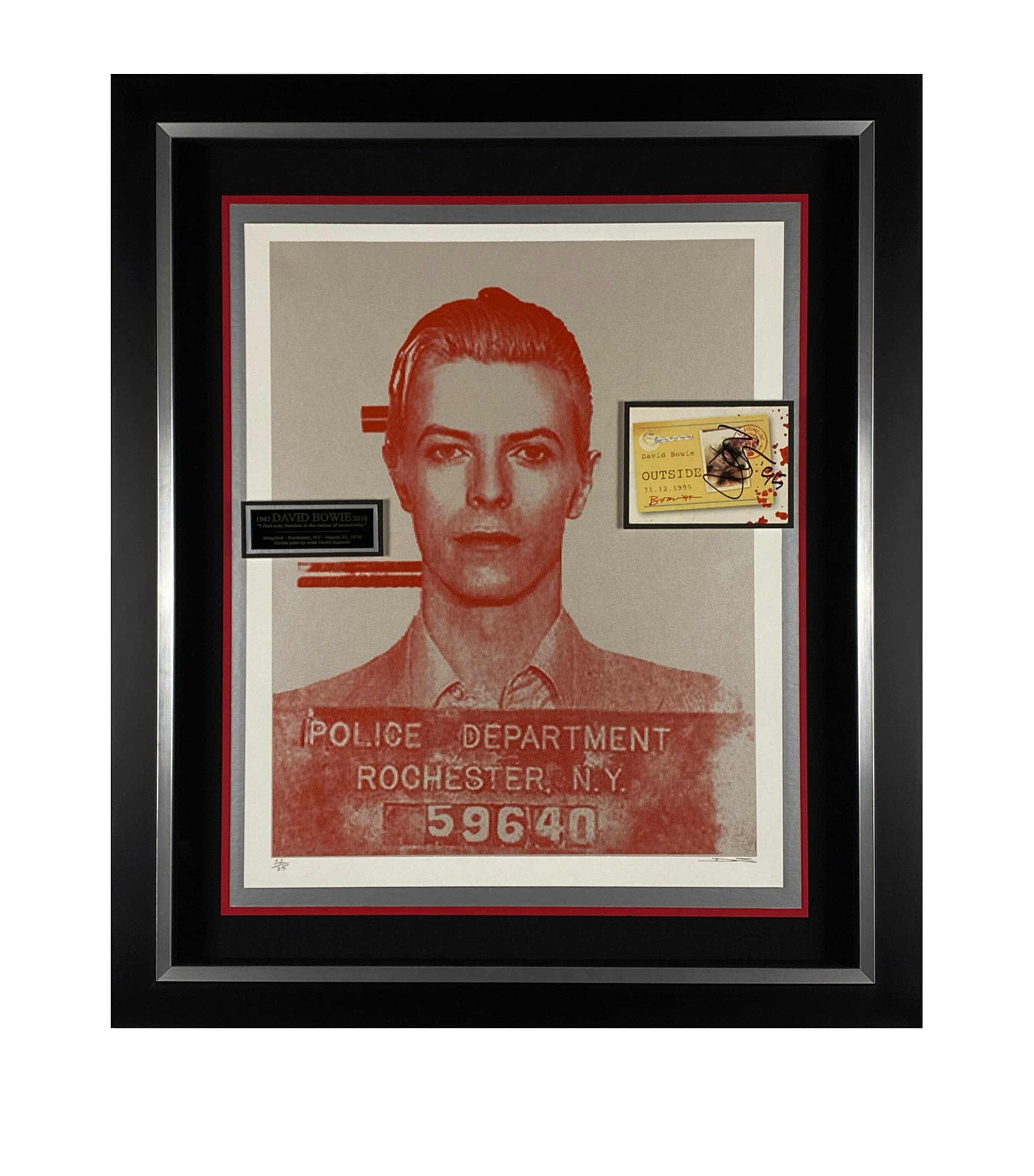 Leipzig Galleries David Bowie Signed Mugshot Framed Display