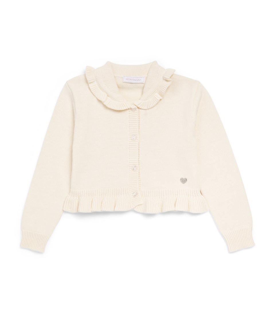 Monnalisa Cotton-Wool Ruffle Cardigan (2-12 Years) Gardenia