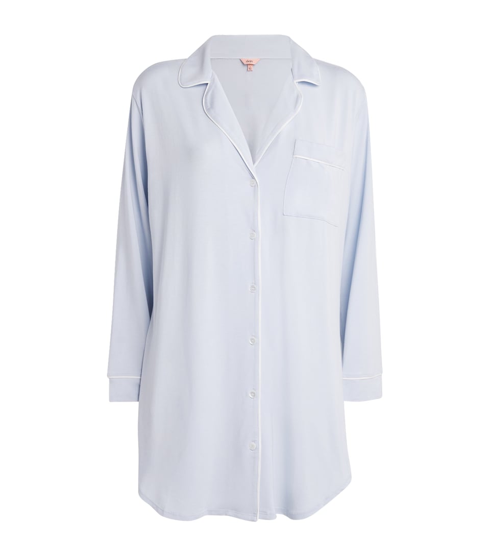 Eberjey Womens Gisele Sleep Shirt Ice Blue/ivory