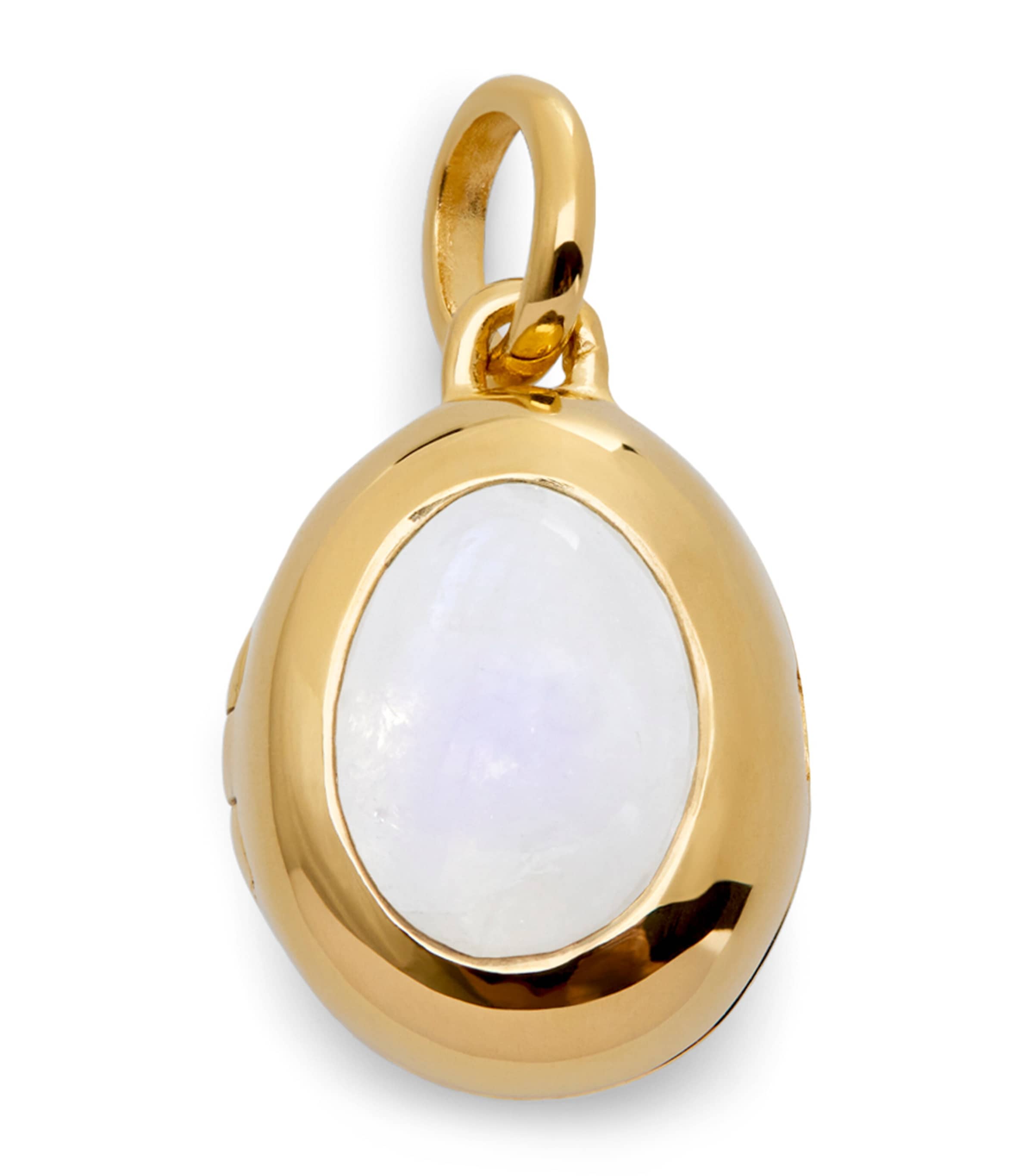 Monica Vinader Gold Vermeil and Moonstone June Birthstone Locket White