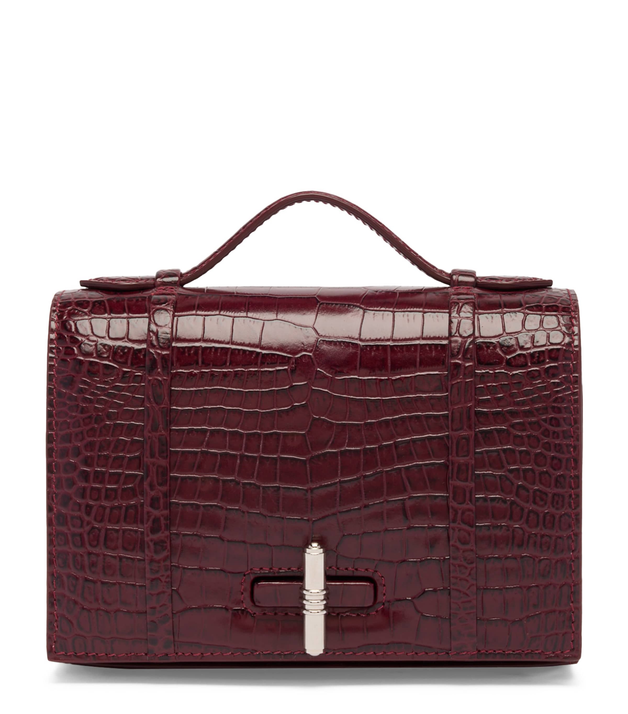 Croc-Embossed Leather May Small Top-Handle Bag