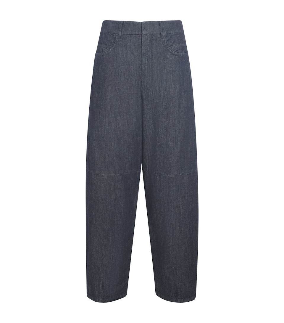 Cotton-Kapok Barrel-Leg Jeans