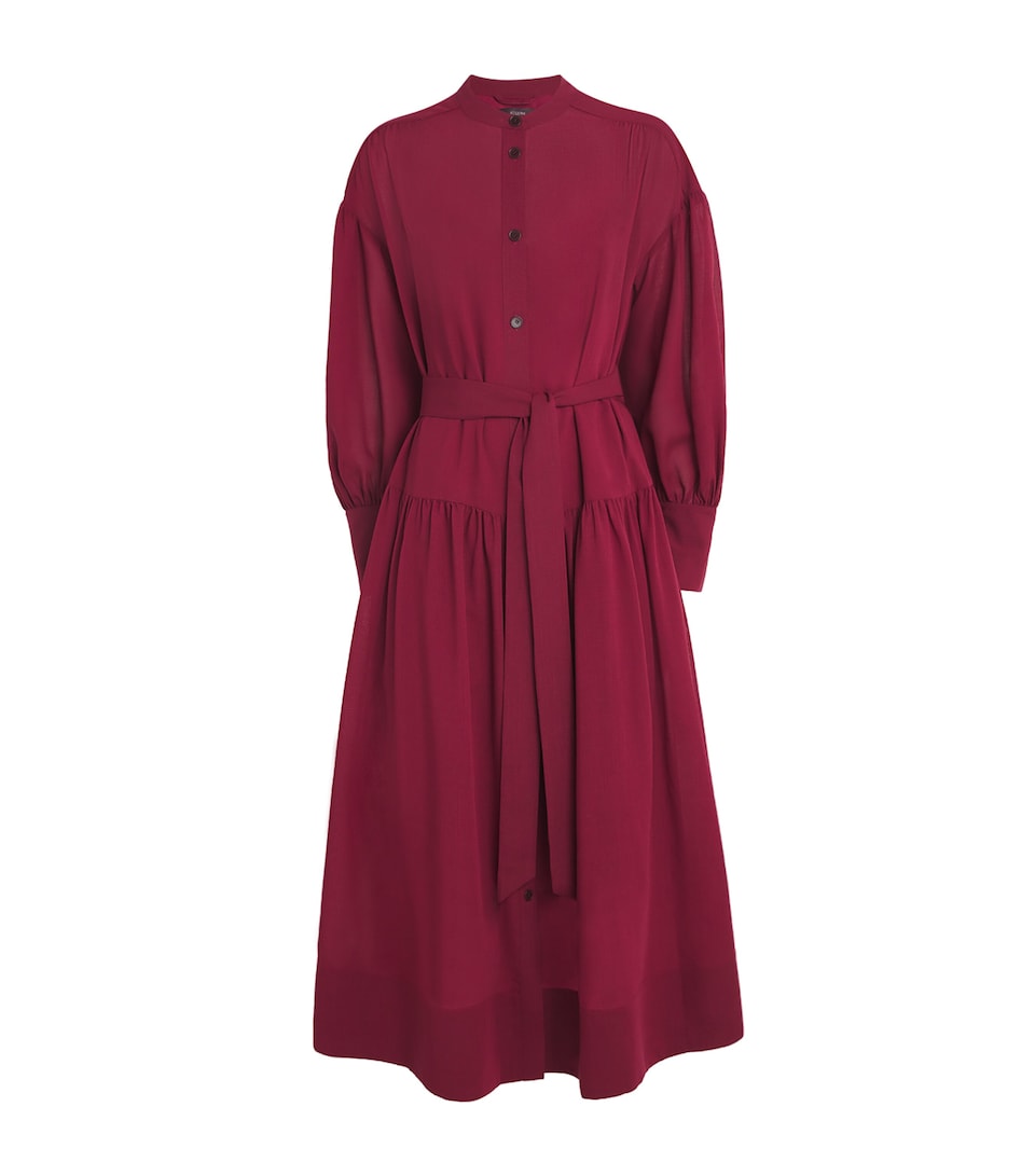 Wool-Blend Sheer Emma Midi Shirt Dress