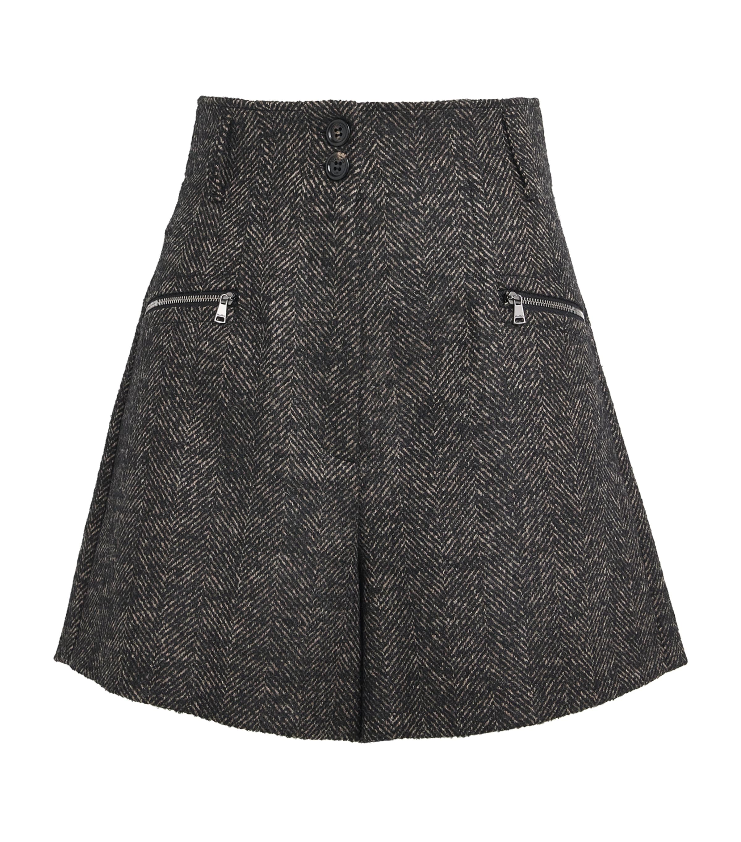 Wool-Blend Herringbone Shorts