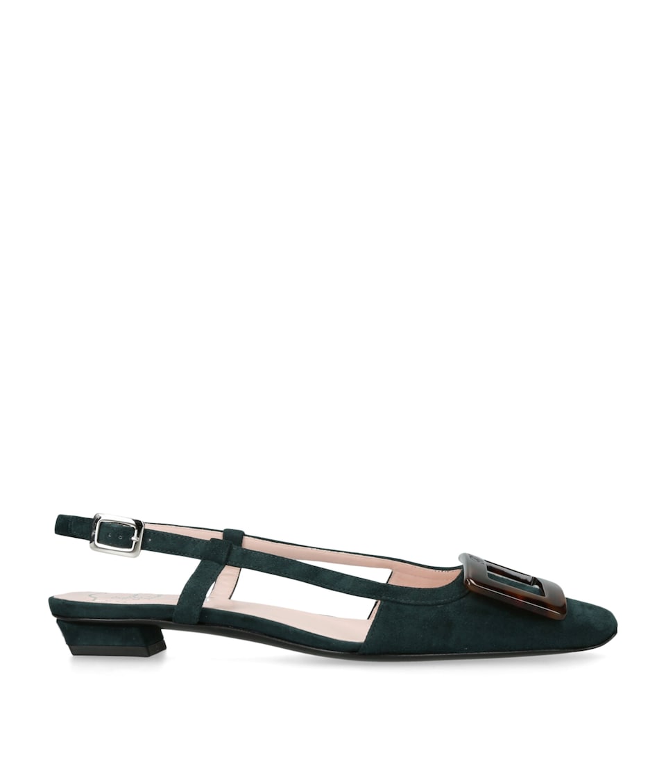 Roger Vivier Suede Belle Vivier Slingback Pumps 25 Teal