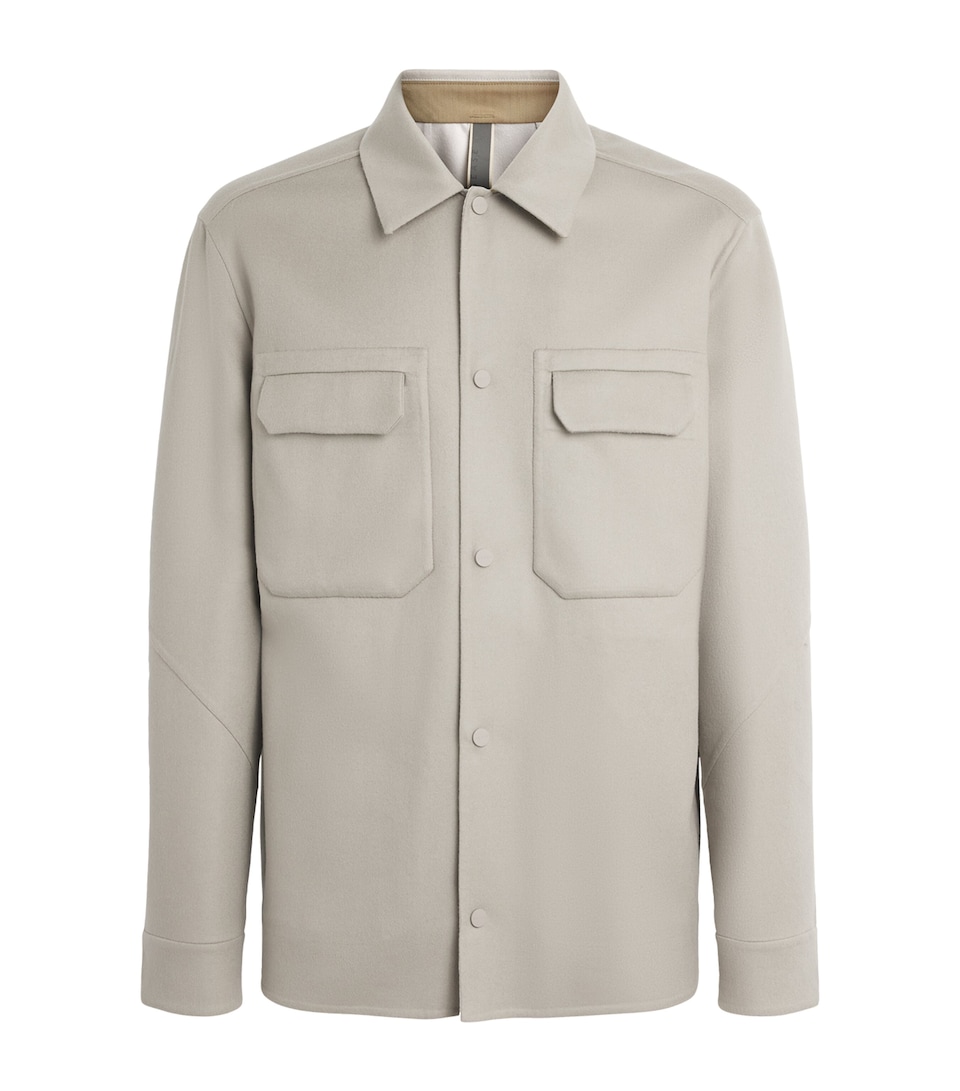 Sease Mens Wool-Blend Fleece Double Overshirt Driftwood
