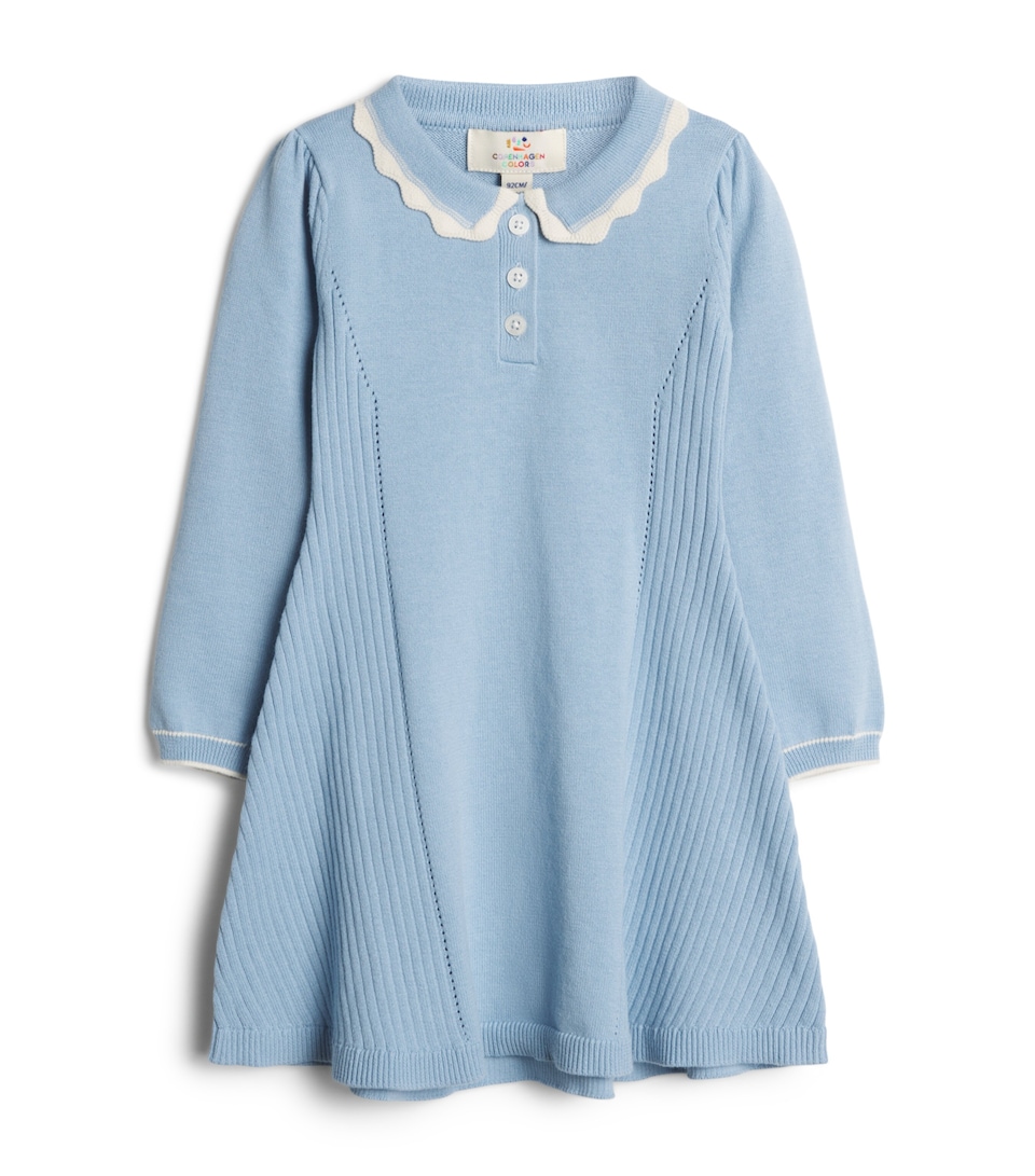 Copenhagen Colors Pointelle Dress (24 months – 12 Years) Endless Blue Comb