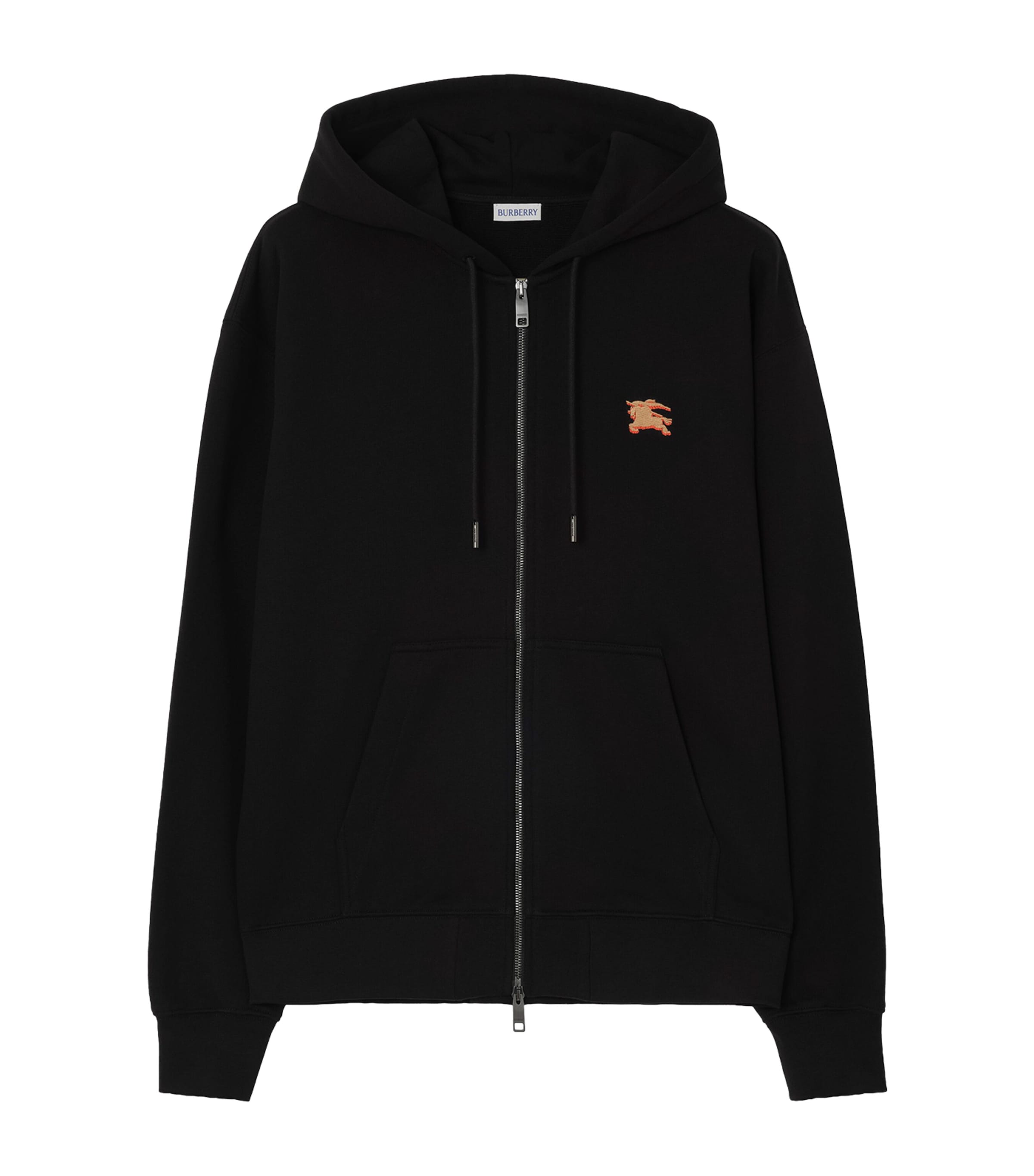 Burberry Mens Cotton EKD Zip-Up Hoodie Black