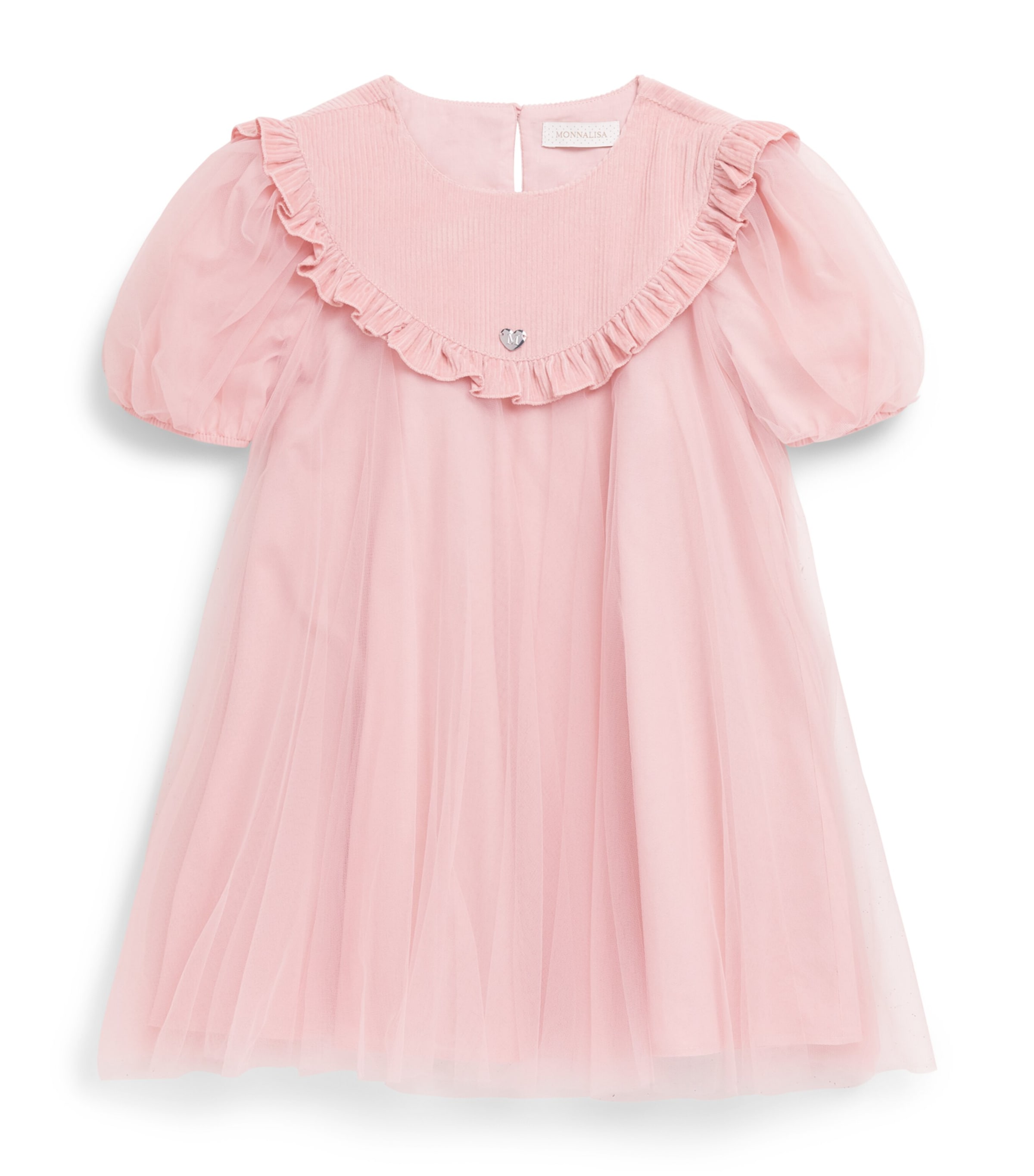 Monnalisa Corduroy-Tulle Dress (24 Months – 12 Years) Malva Flower