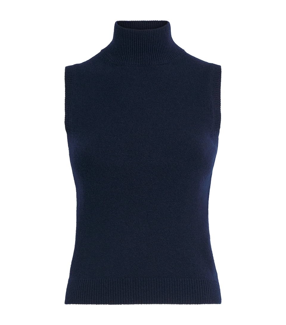Safiyaa Womens Wool-Cashmere Sleeveless High-Neck Sweater Maritime Blue