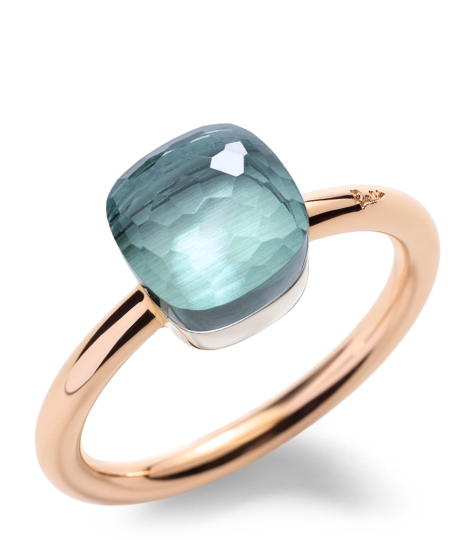 Pomellato Mixed Gold and Blue Topaz Nudo Petit Ring