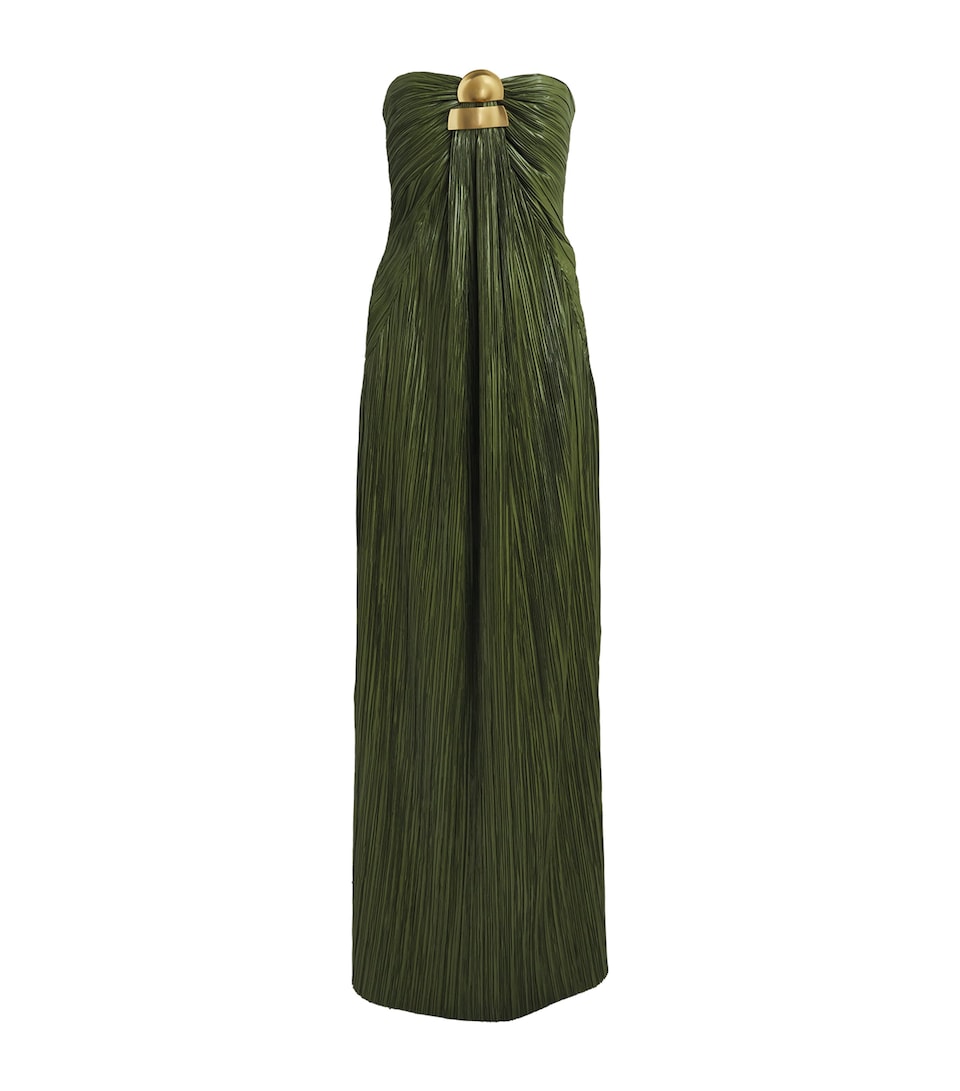 Cult Gaia Womens Plissé Sequoia Gown Deep Pasture