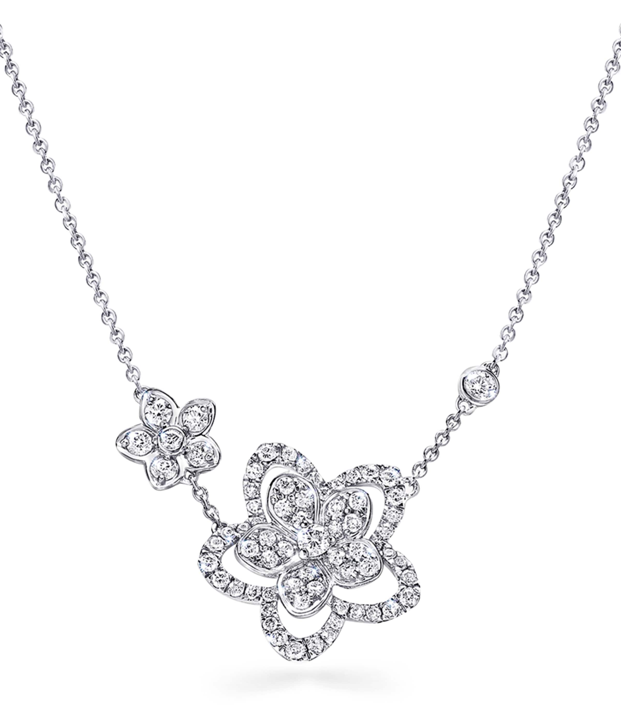 White Gold and Diamond Wild Flower Necklace