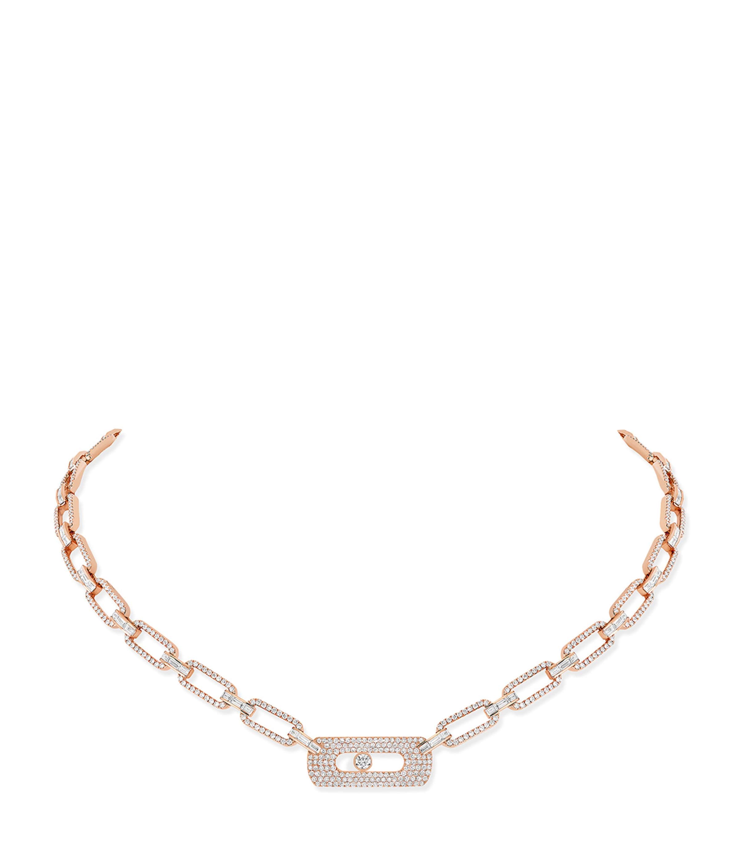 Rose Gold and Diamond Move Link Necklace