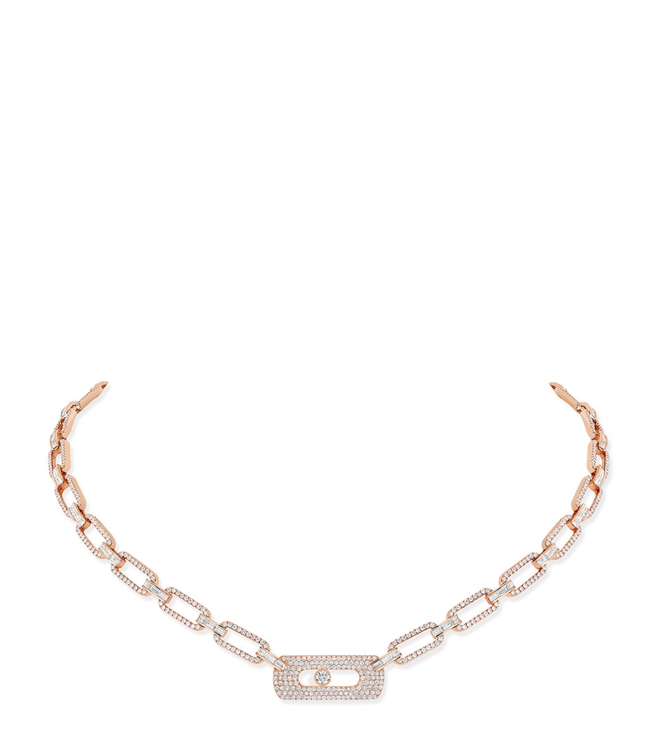 Rose Gold and Diamond Move Link Necklace