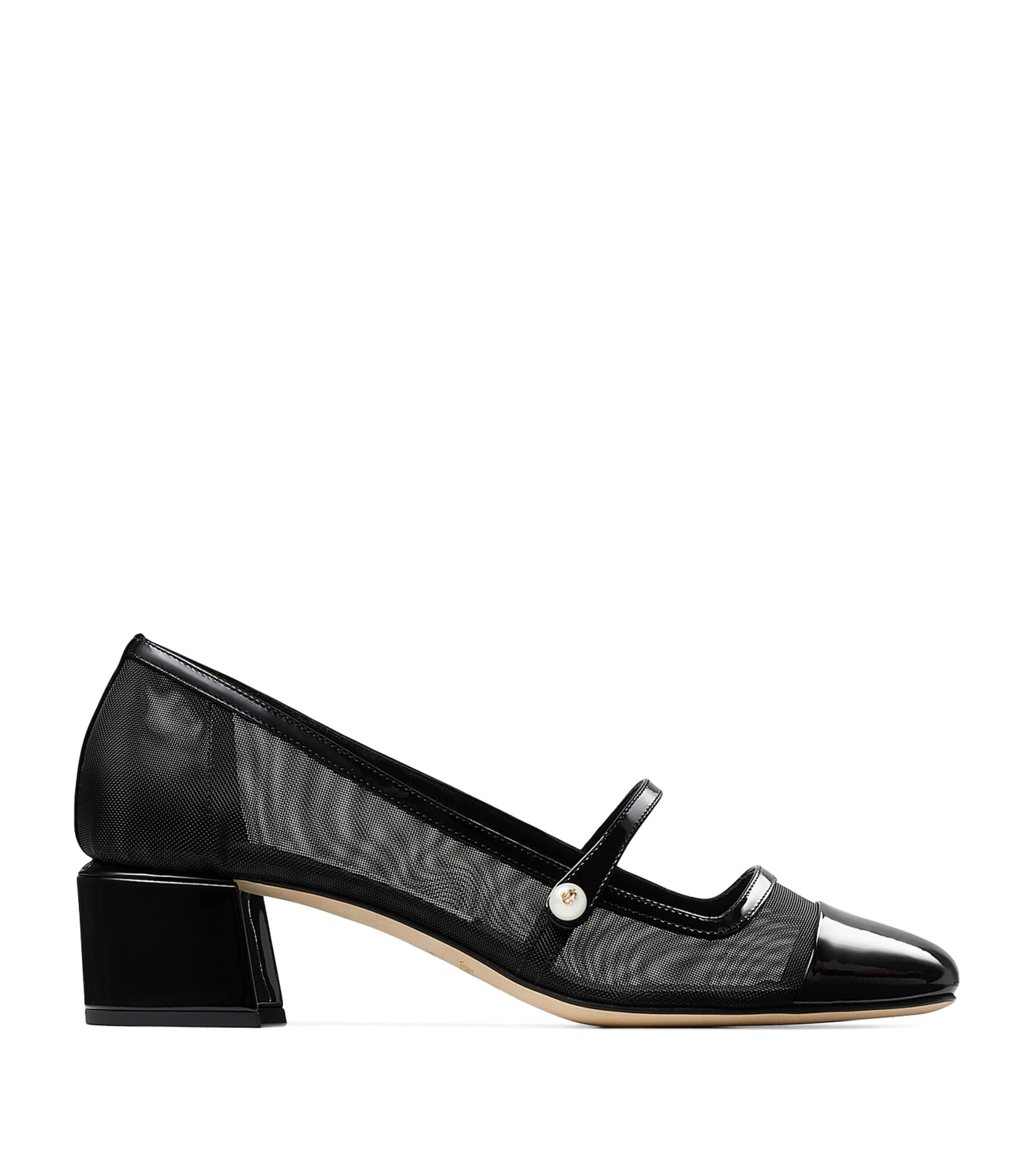 Jimmy Choo Elisa 45 Leather Mary Jane Heeled Pumps Black/black