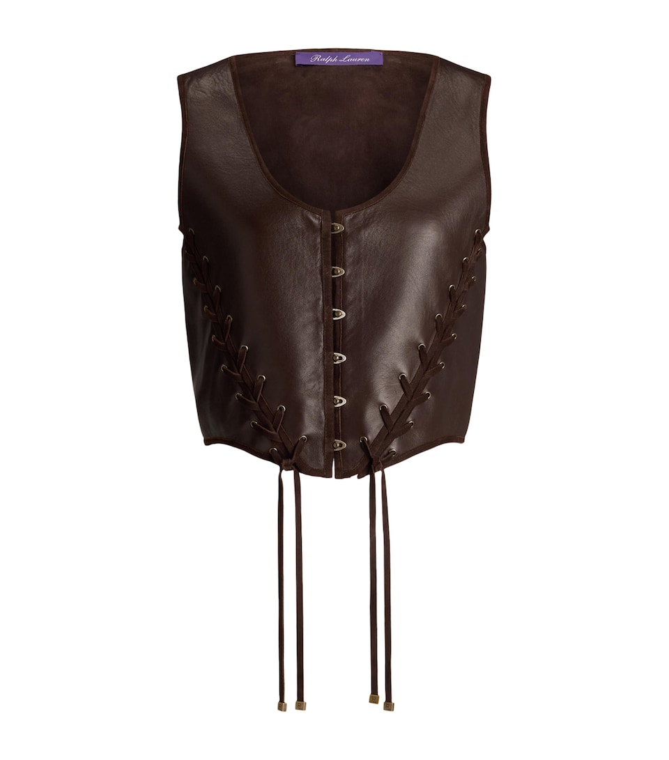 Ralph Lauren Collection Womens Leather Thurlow Top Chocolate
