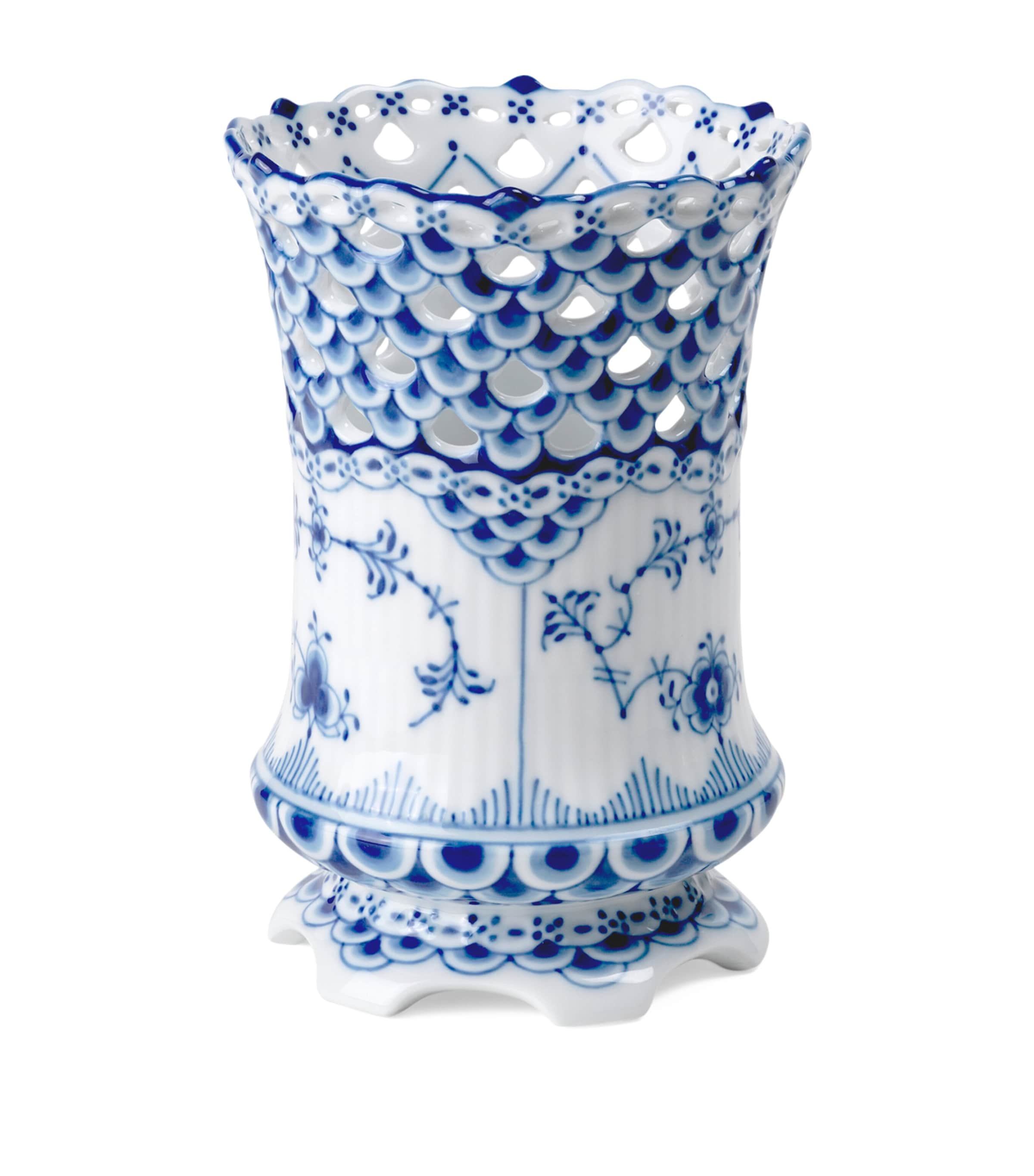 Royal Copenhagen Blue Fluted Full Lace Vase (11cm) Blue