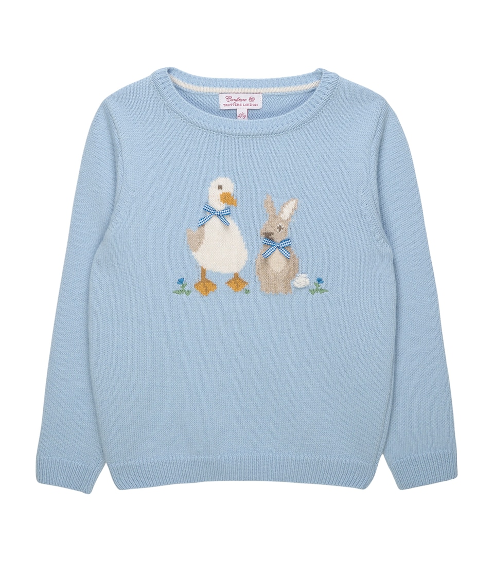 Trotters Knitted Duck and Bunny Sweater (6-11 Years) Blue