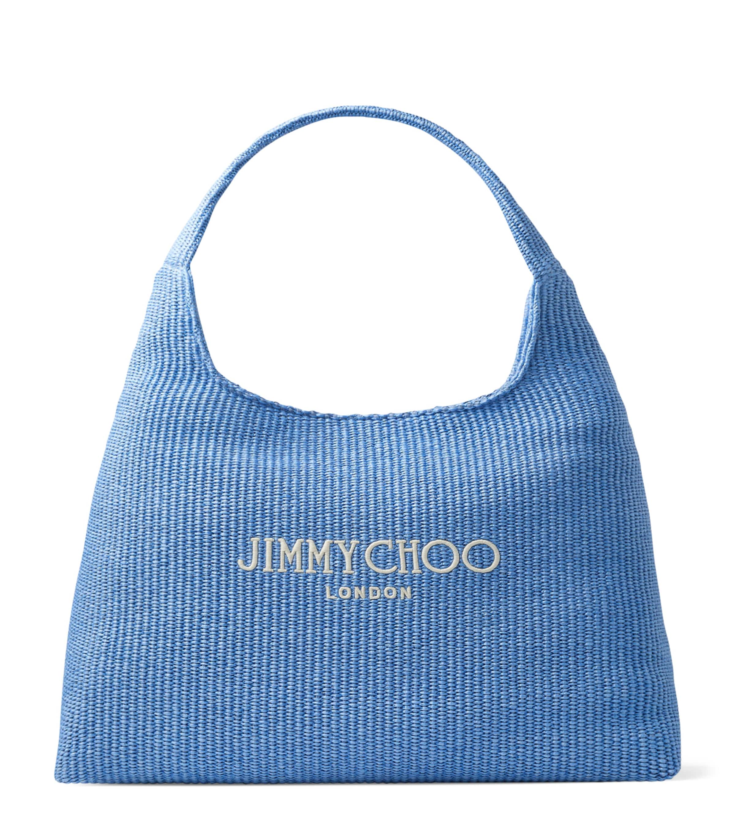 Jimmy Choo Beach Diamond Shoulder Bag Ocean Blue/ecru