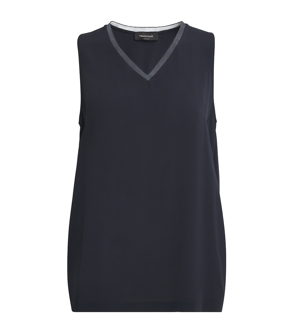 Embellished Crepe Tank Top